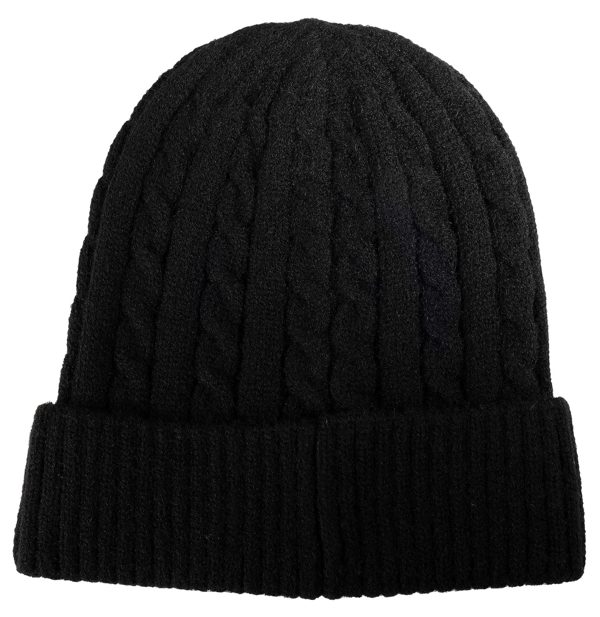 Akzent Strickmütze mit Umschlag, 100% Acryl, 4-VE, schwarz