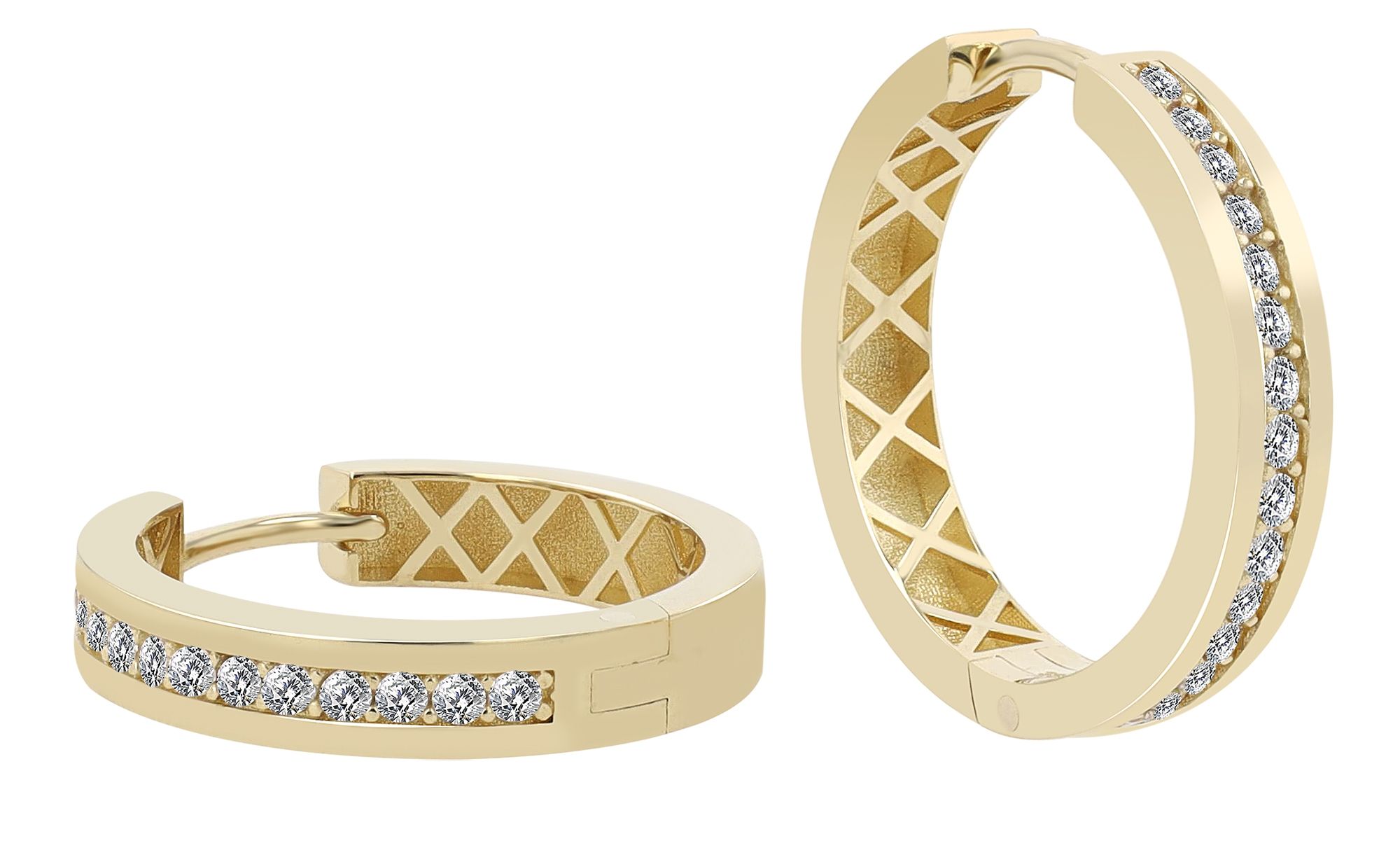 333er Gold Klappcreolen "Julina" mit Besatz, Gelbgold