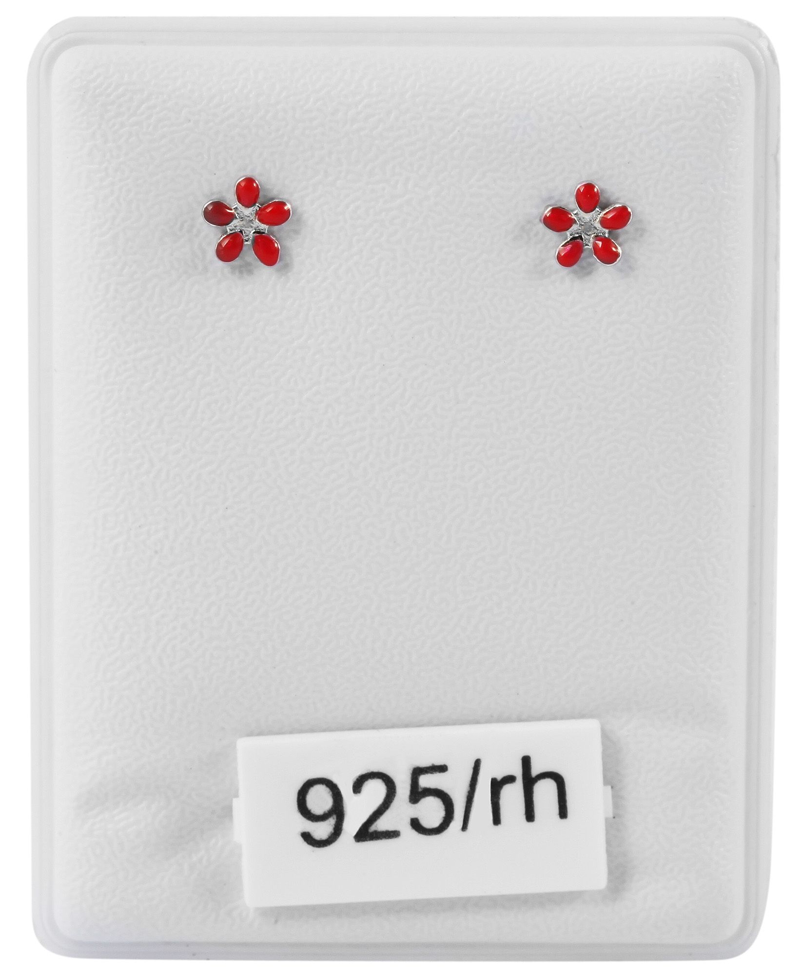 "Flamina" 925/- Echt Silber, Kinder Ohrstecker - Blume, rhodiniert, rot