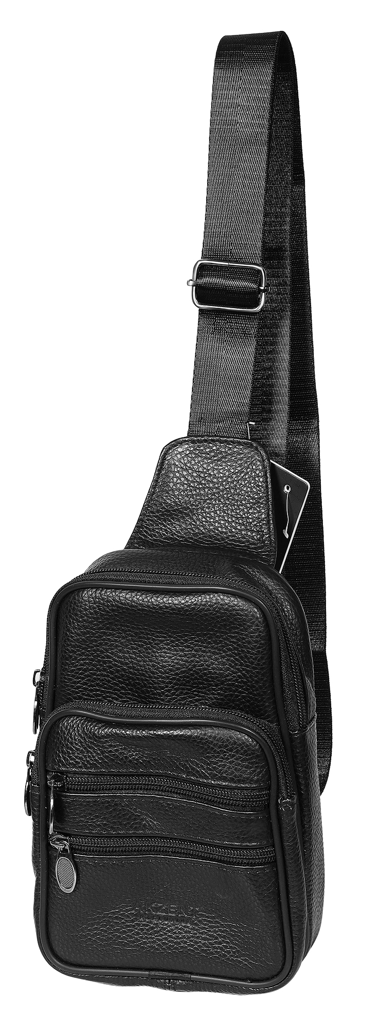 Akzent EXCLUSIVE, Echt Leder Tasche, Crossbody-Bag, schwarz