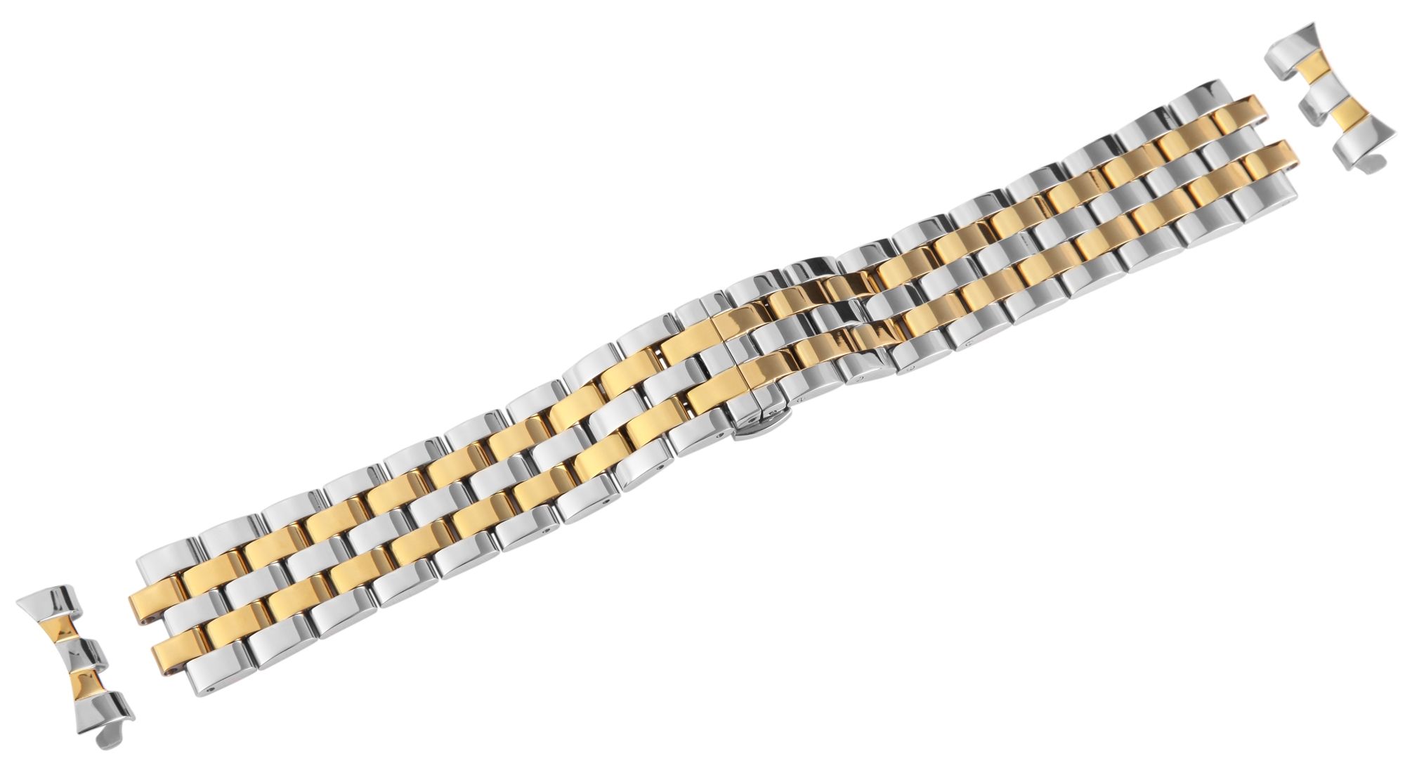Edelstahl-Uhrenarmband, bicolor, Butterfly-Faltschließe, 20 mm