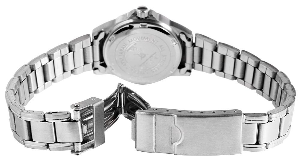 Just Edelstahl Damenarmbanduhr, silberfarben, schwarzes ZB