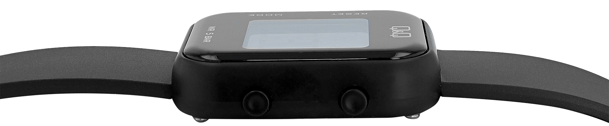 Q&Q Unisex Digitaluhr, Kunststoff, Resinband, schwarz, 5 ATM, 40 x 34 mm