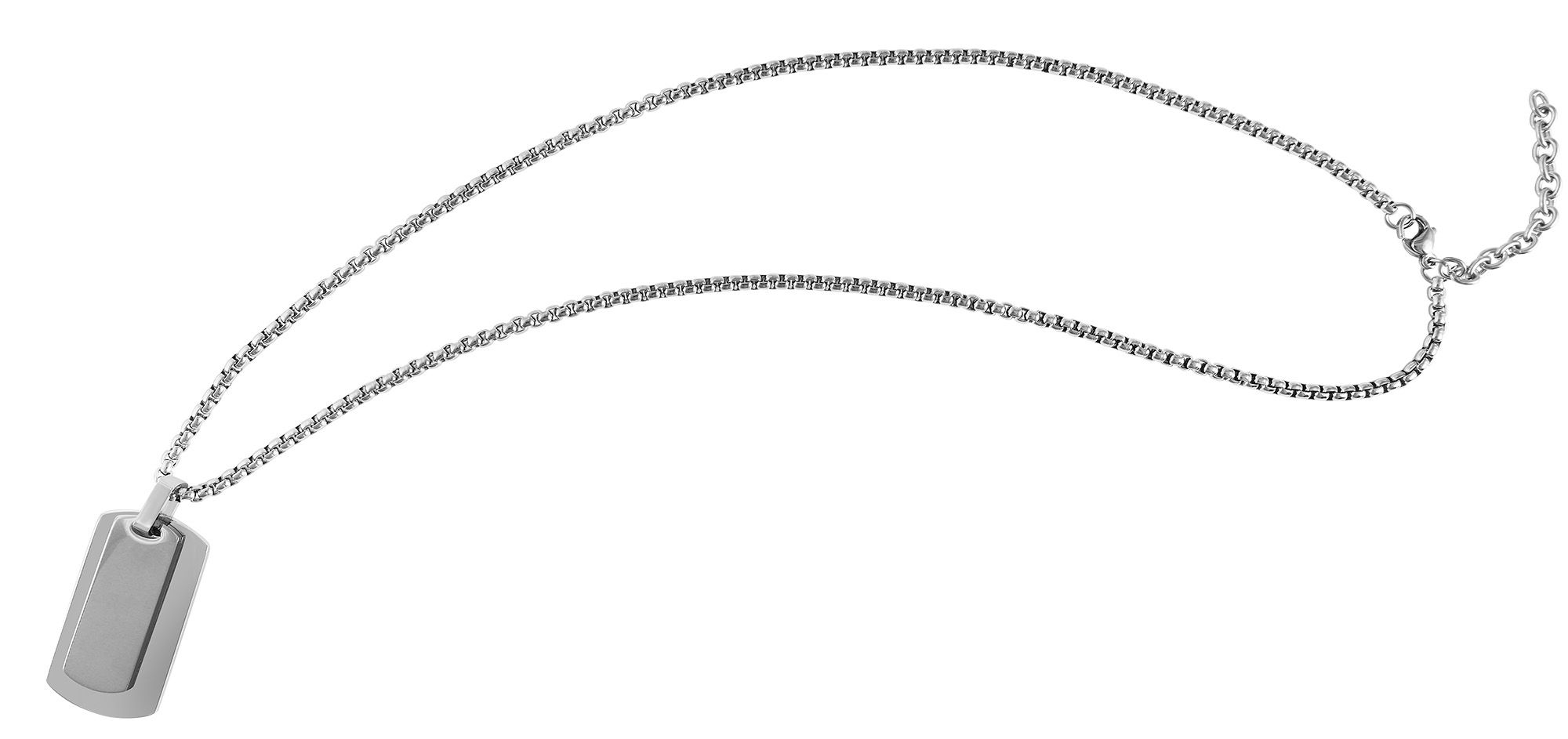 "Hudson" Edelstahl Dog-Tag Kette, 2 Anhänger, 60 cm, silberfarbig