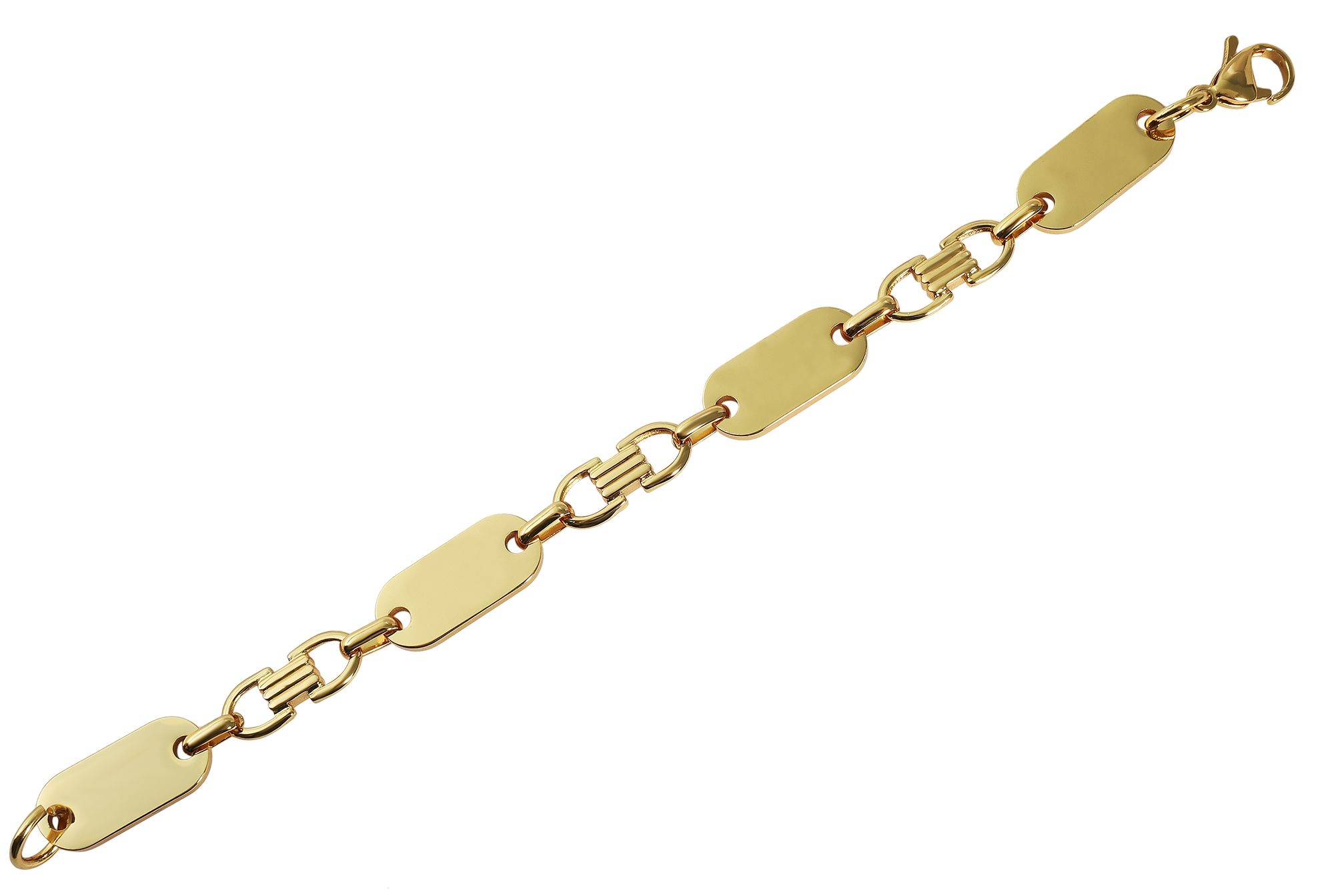 "Isa" Edelstahl Plattenarmband, goldfarben, 19 cm/ 10mm