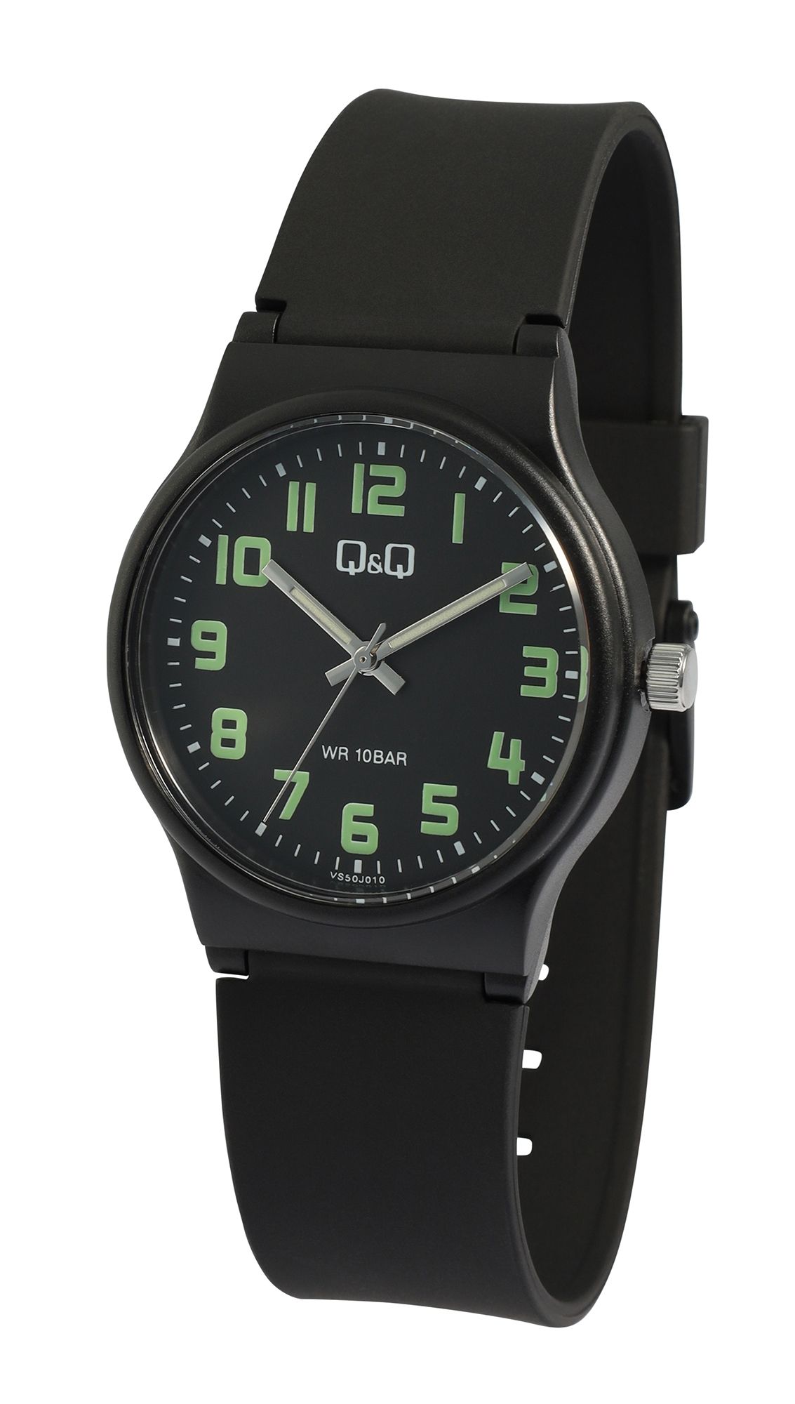 Q&Q Herren-/ Jugenduhr, Silikonband, Ø 38 mm, schwarz