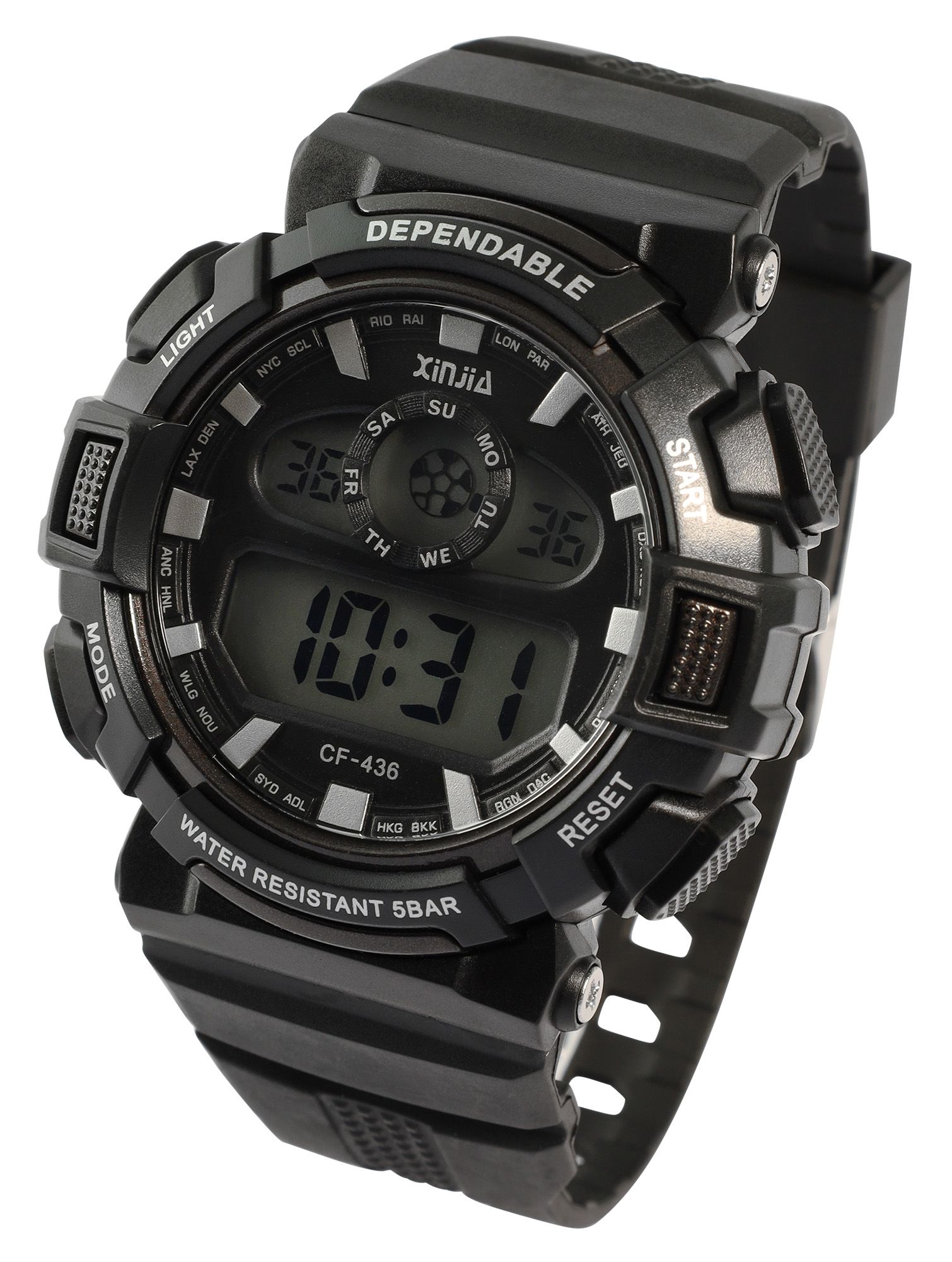 Xinjia Herrenuhr mit TPU-Band, schwarz + silber