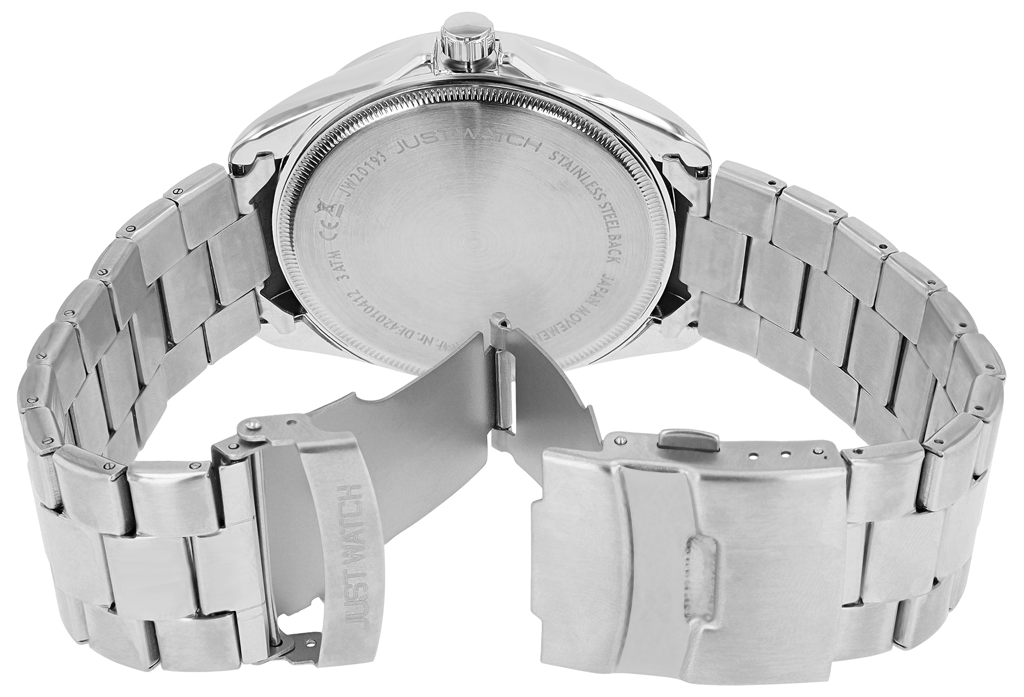 JUST WATCH Herrenuhr "Netar" mit Gliederarmband, Edelstahl, 3 ATM, silberfarben/weiß