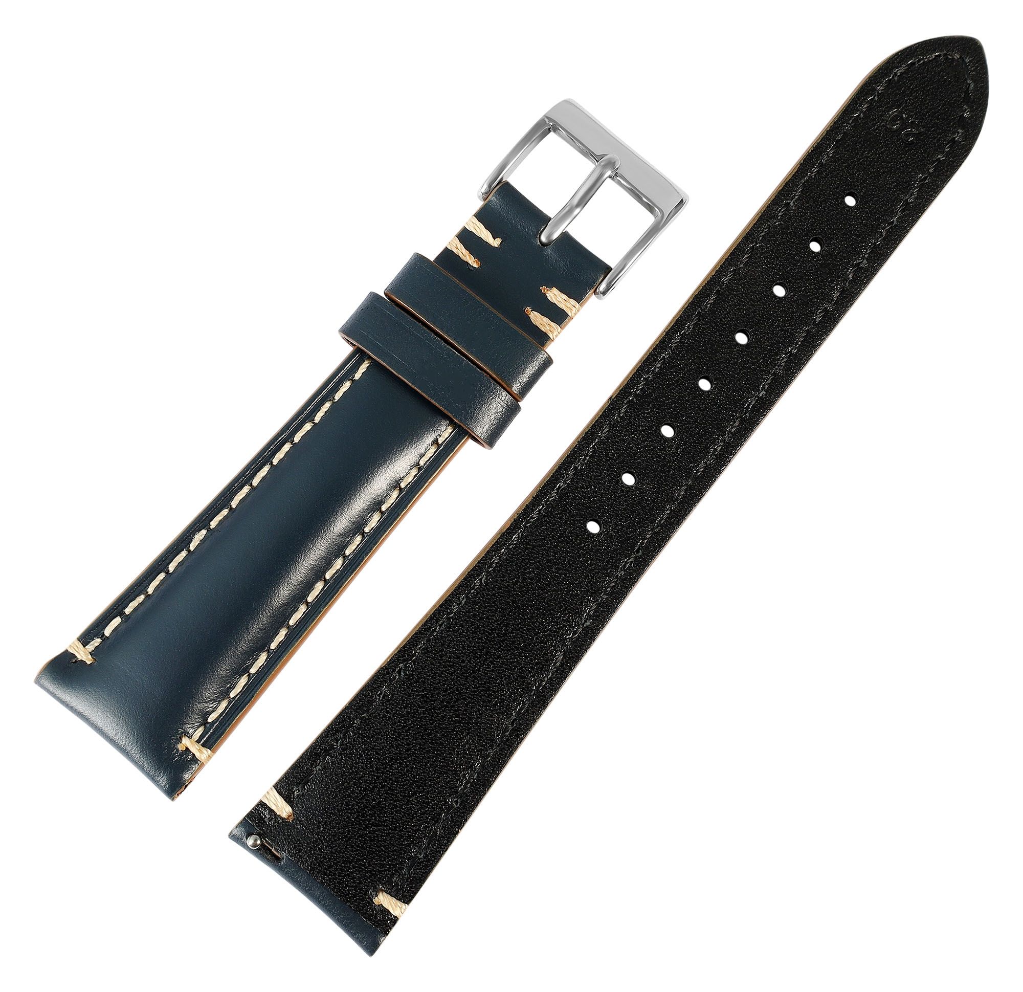 Echtleder Uhrenarmband (Quick-Release), dunkelblau, 20 mm