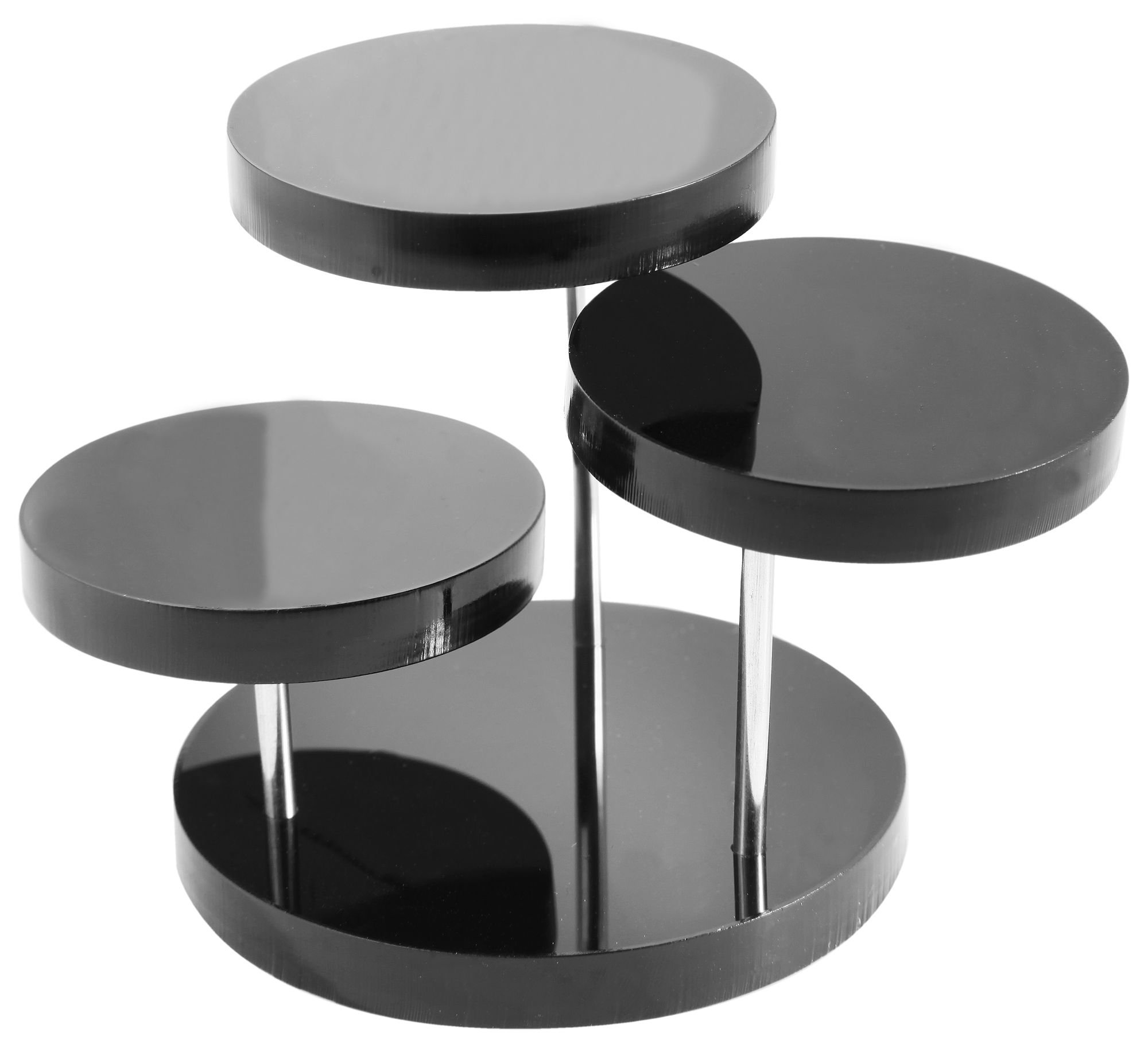Schmuckdisplay, Kunststoff, schwarz, dreistufig, 7 cm x 7 cm