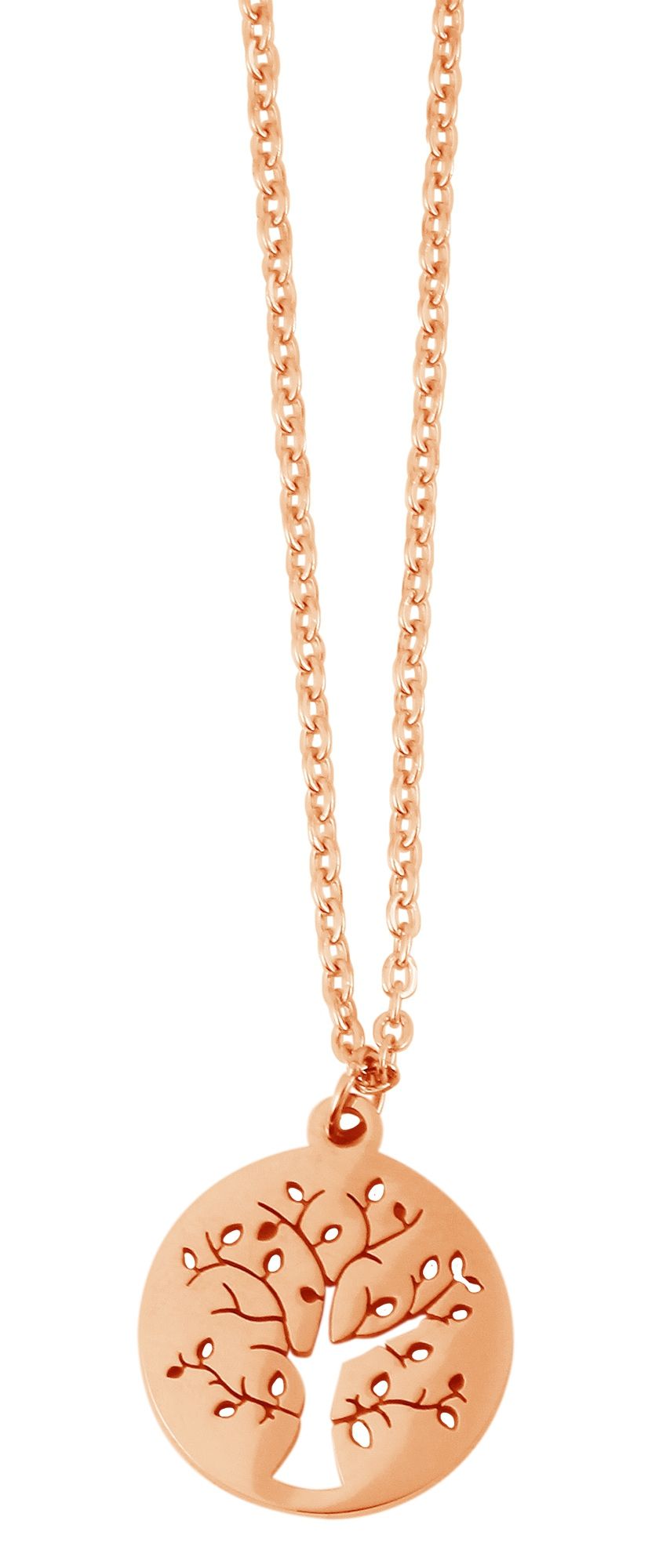 "Enricara", Edelstahl Kette mit Anhänger - Lebensbaum, 43+5 cm, rosegoldfarben