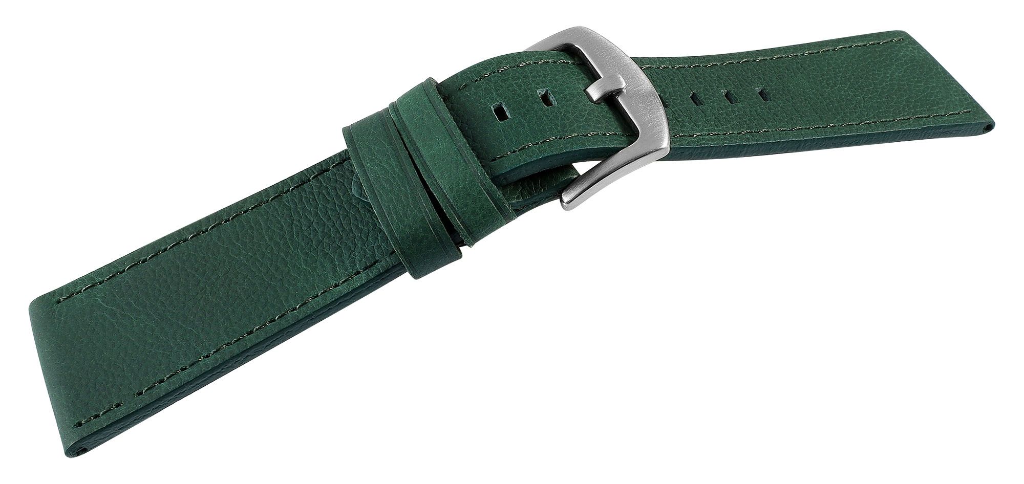 Echtleder-Uhrenarmband "super-soft", grün, Naht,22 mm