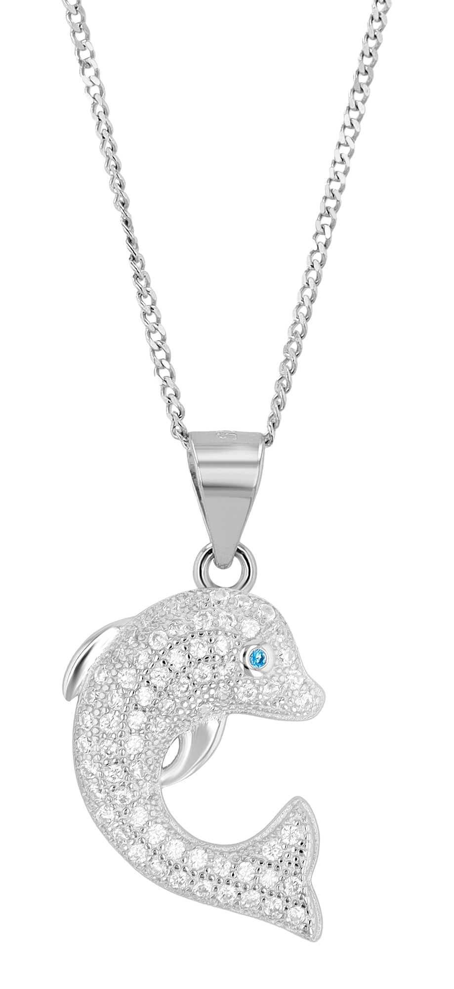 "Finna", 925/- Echt Silber Anhänger Delfin mit Zirkonia, Kinder, silberfarben rhodiniert