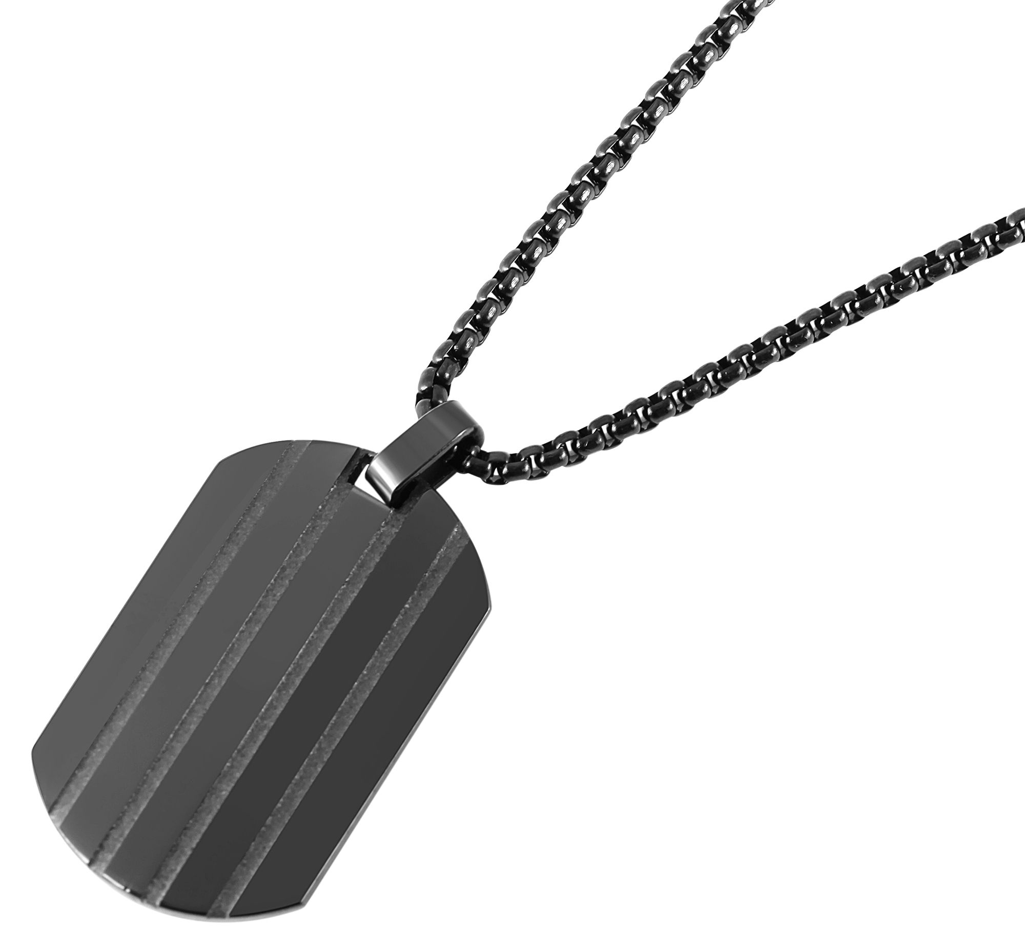 Akzent Halskette mit Dog Tag, Edelstahl, schwarz
