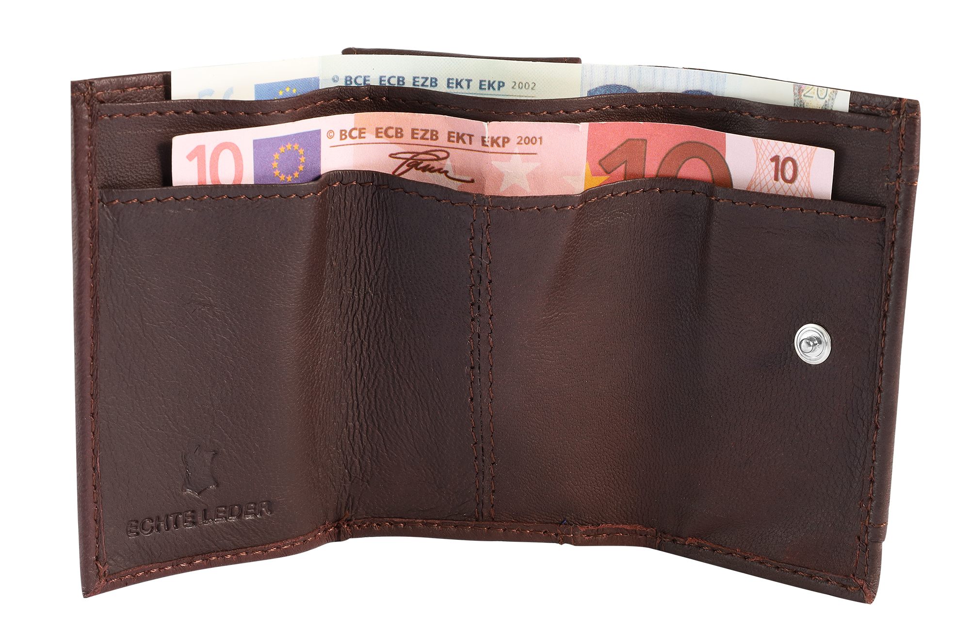 Excellanc Echtleder Mini-Geldbörse (Schlüsselfach), braun