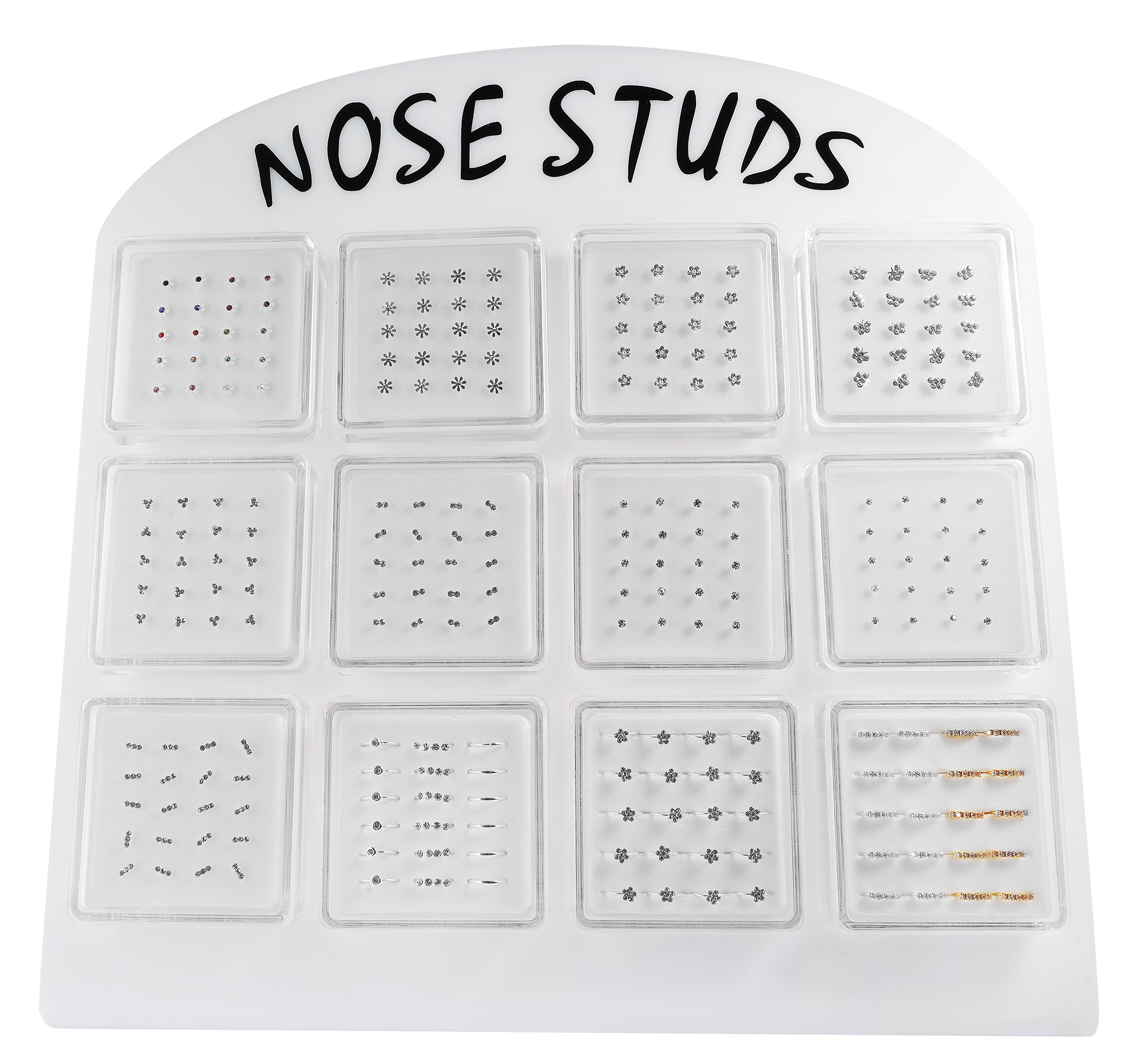 Display für Nasen Piercing ( für 12 Boxen) in weiß