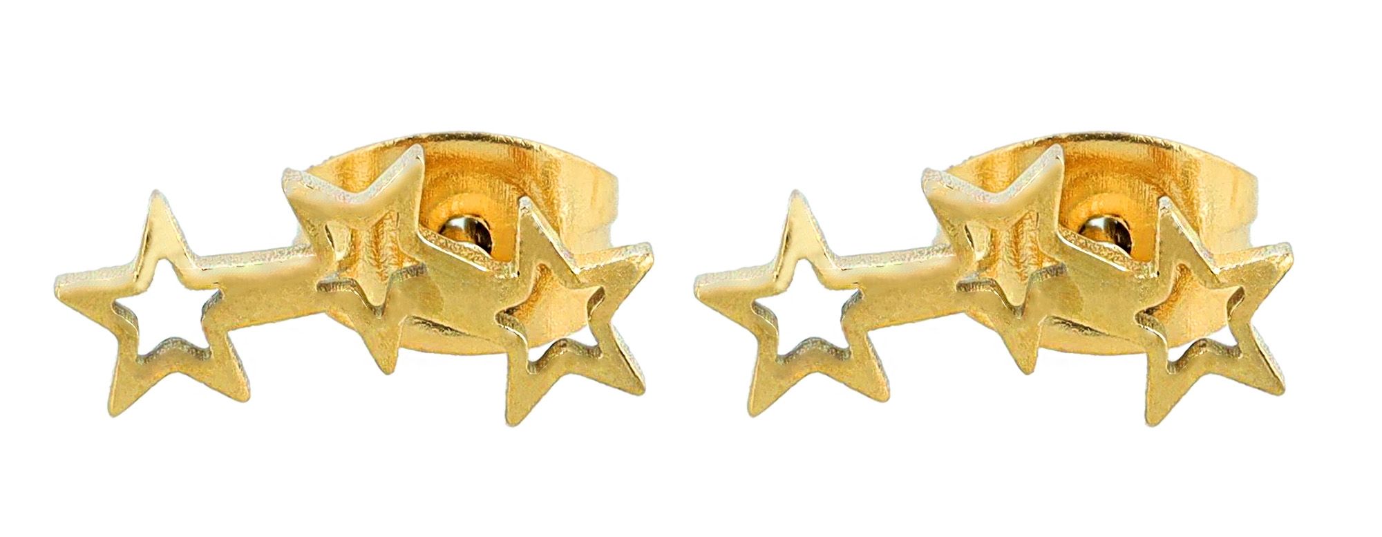 Akzent Ohrstecker "Xyris", Edelstahl, Sternenreihe, goldfarben