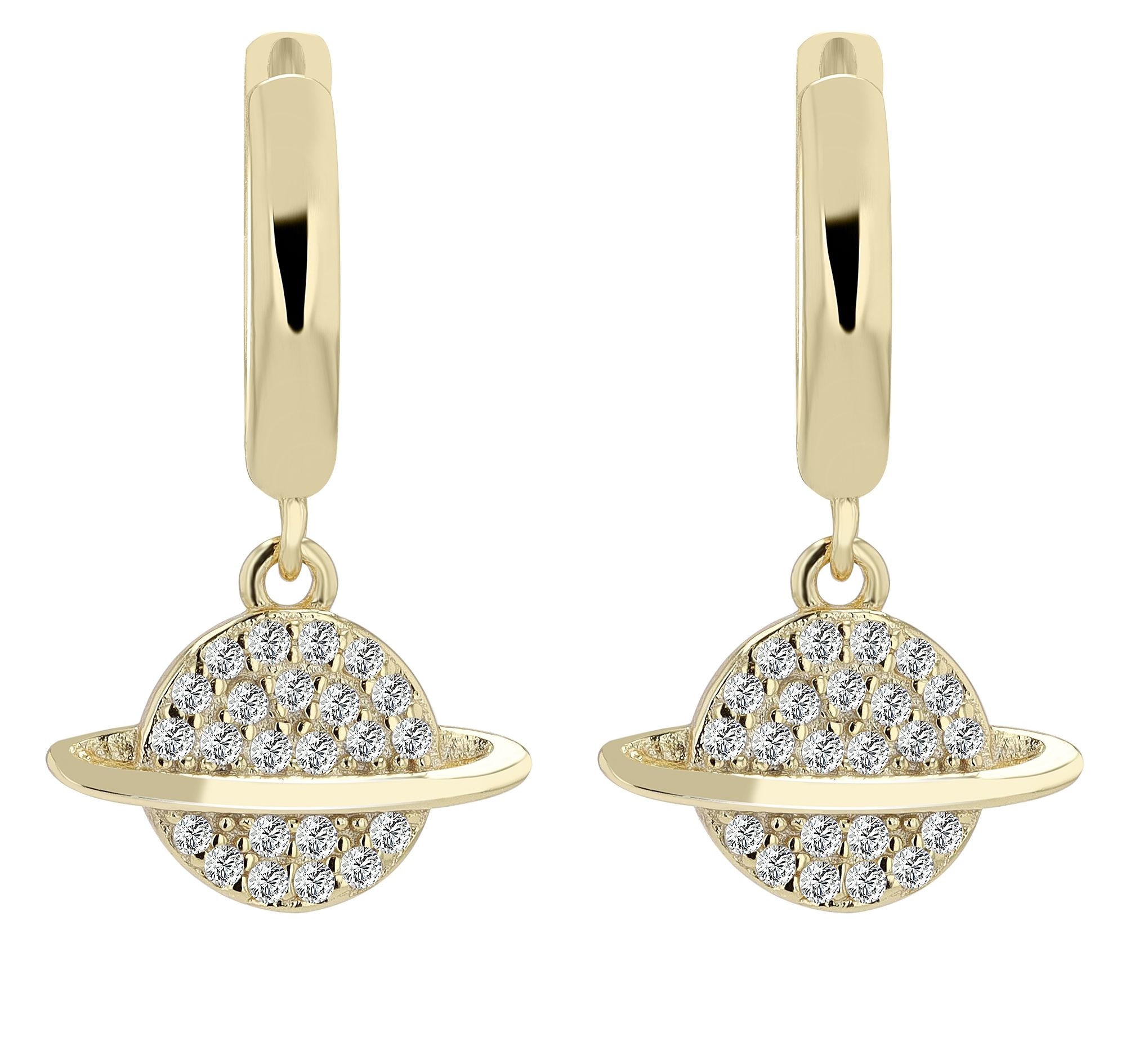 Echt Silber Creolen mit Anhänger "Tiara" mit Zirkonia, vergoldet