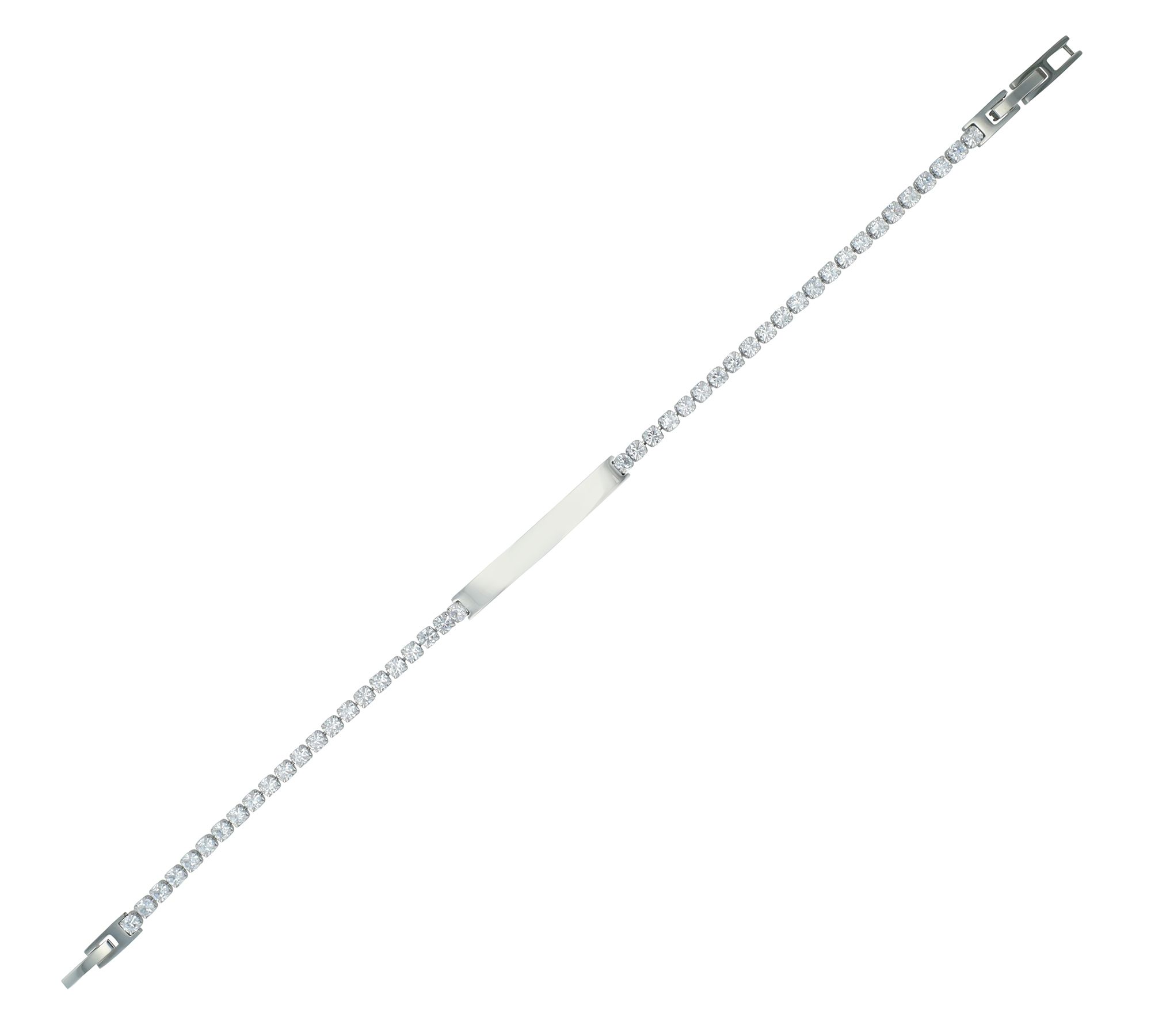 Akzent Armband "Novalie" mit Gravurplatte, Edelstahl & Similibesatz, silberfarben