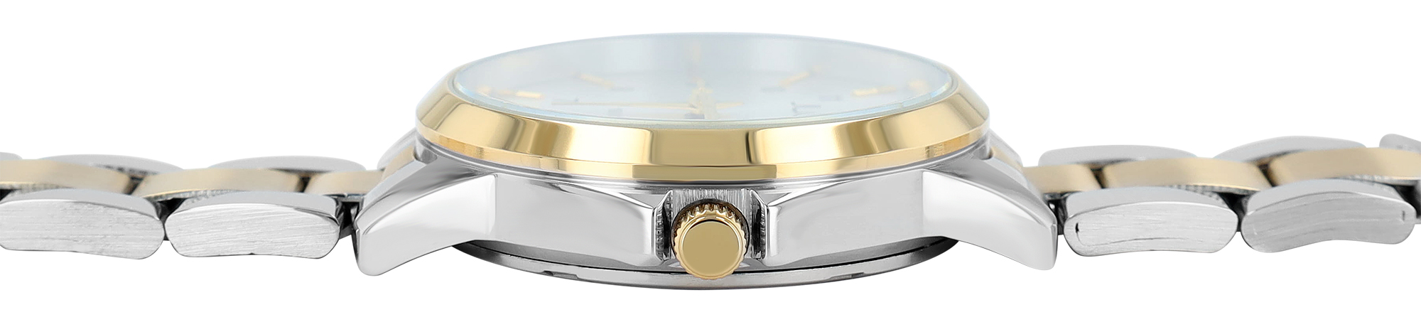 JUST Damenuhr "Amely" mit Edelstahlarmband, Ø 34 mm, 10ATM, bicolor (silberfarben/ goldfarben)/ silberfarben