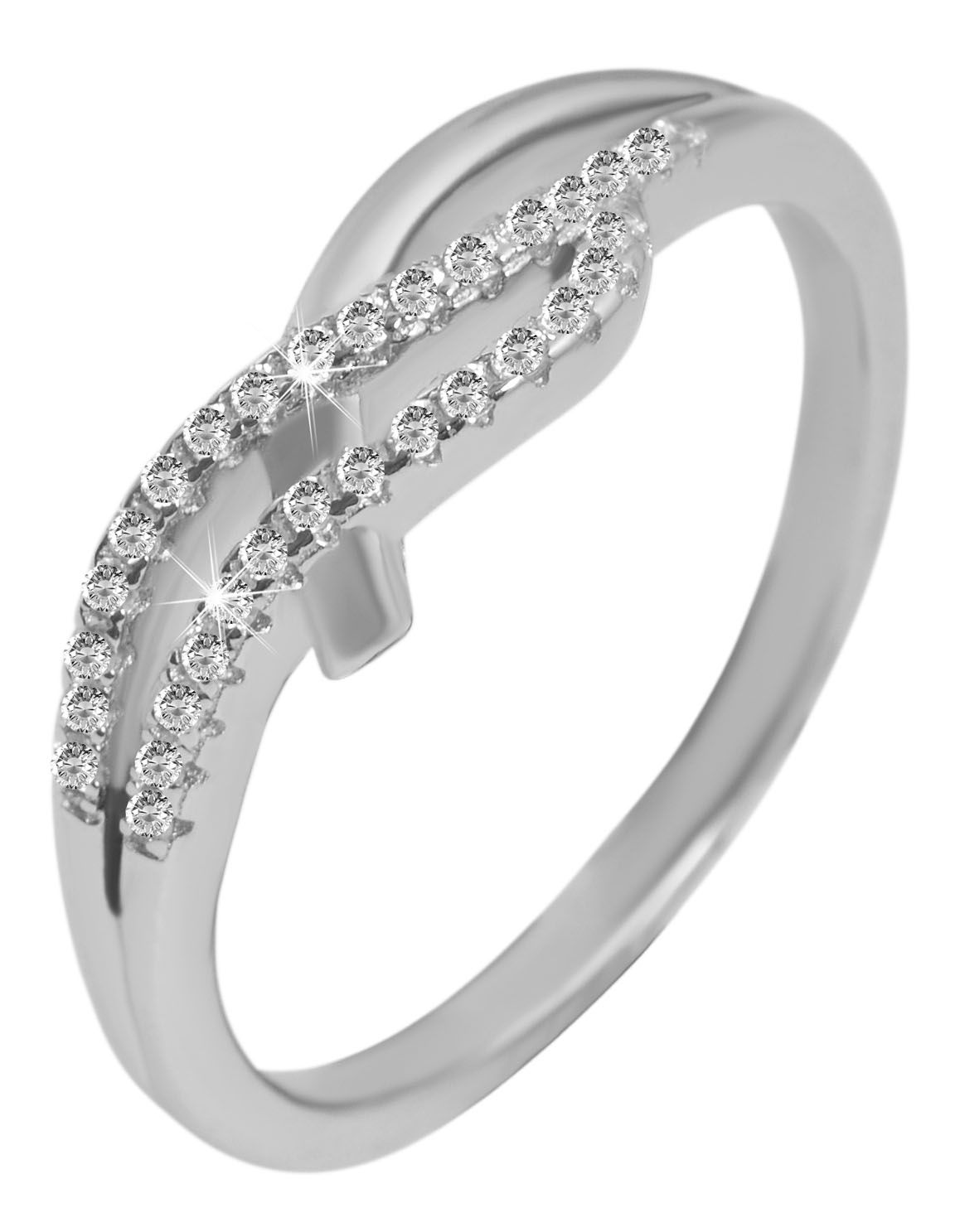 925 Echt Silber Ring, Zirkoniabesatz, 925/rhodiniert, Gr. 60