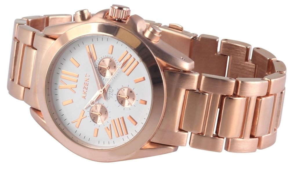 Akzent Damenuhr mit Metallarmband