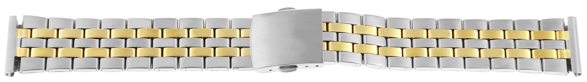 Edelstahl-Uhrenarmband mit Faltschließe, bicolor, 16 mm