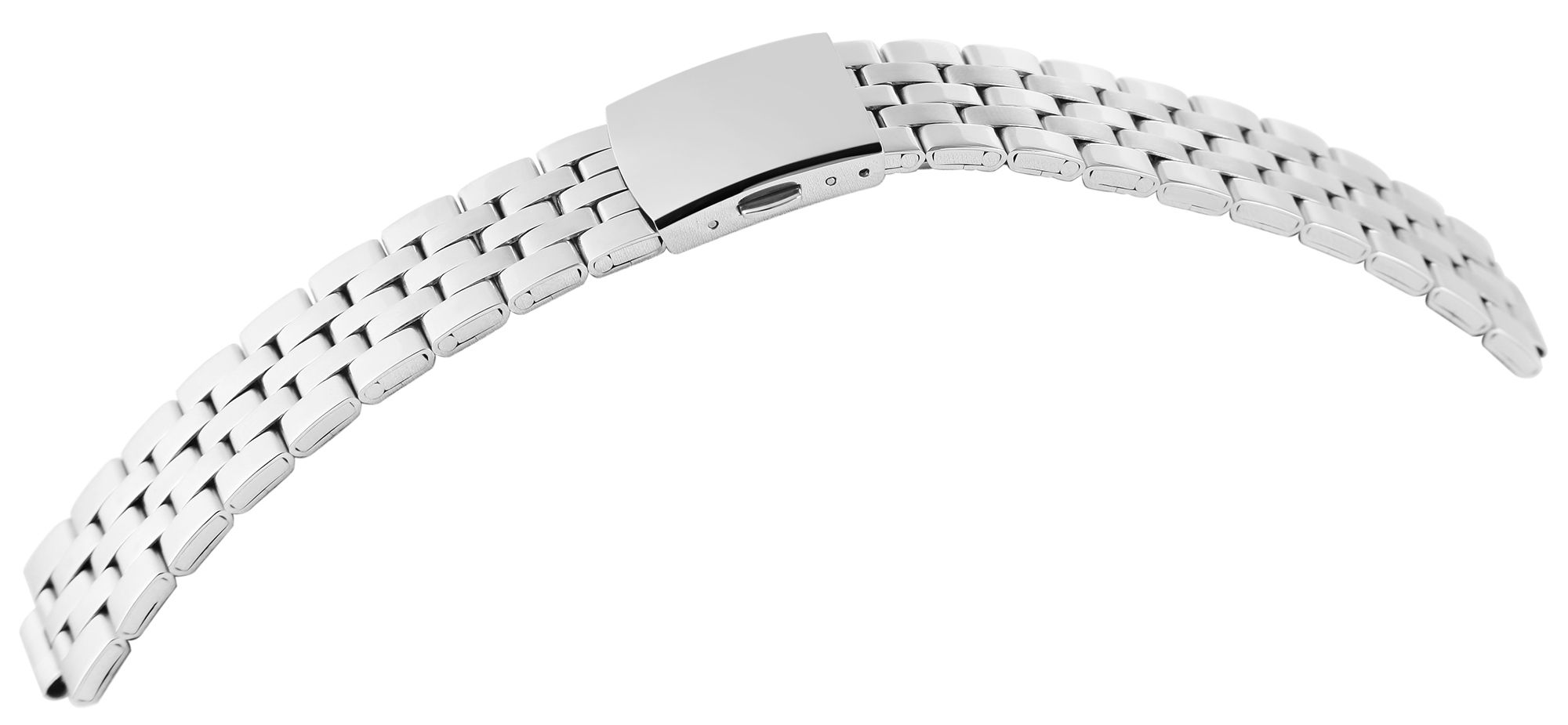 Edelstahl-Uhrenarmband mit Faltschließe, silberfarben, 12 mm
