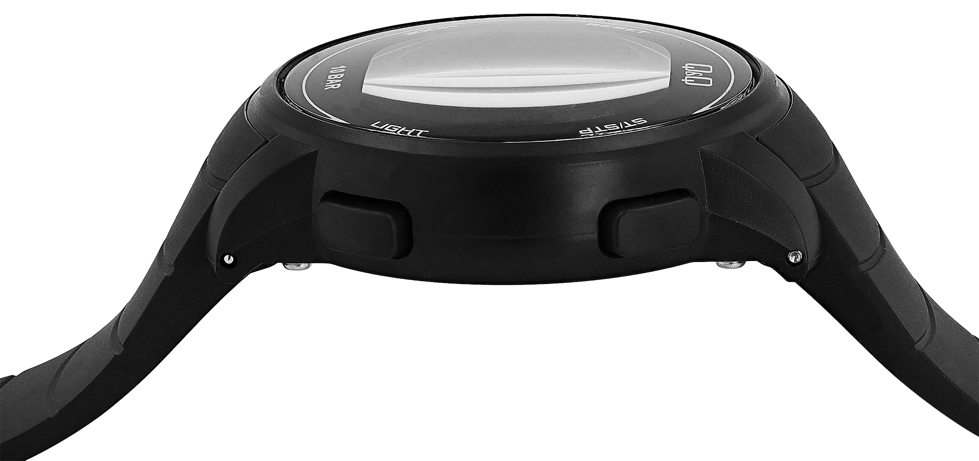 Q&Q Herren Digitaluhr, Kunststoff, Silikonband, schwarz, 10 ATM, Ø 44 mm