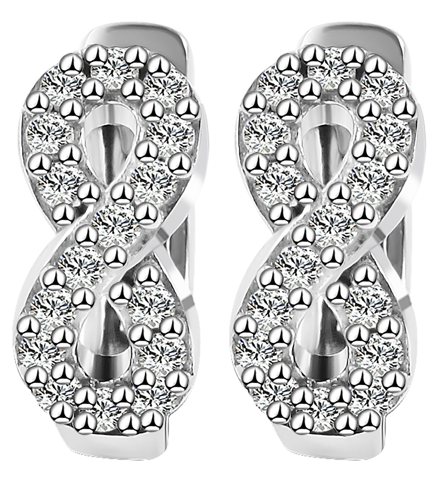 "Adira" 925/- Echt Silber Creolen, Infinity, Zirkonia, silberfarben/ rhodiniert