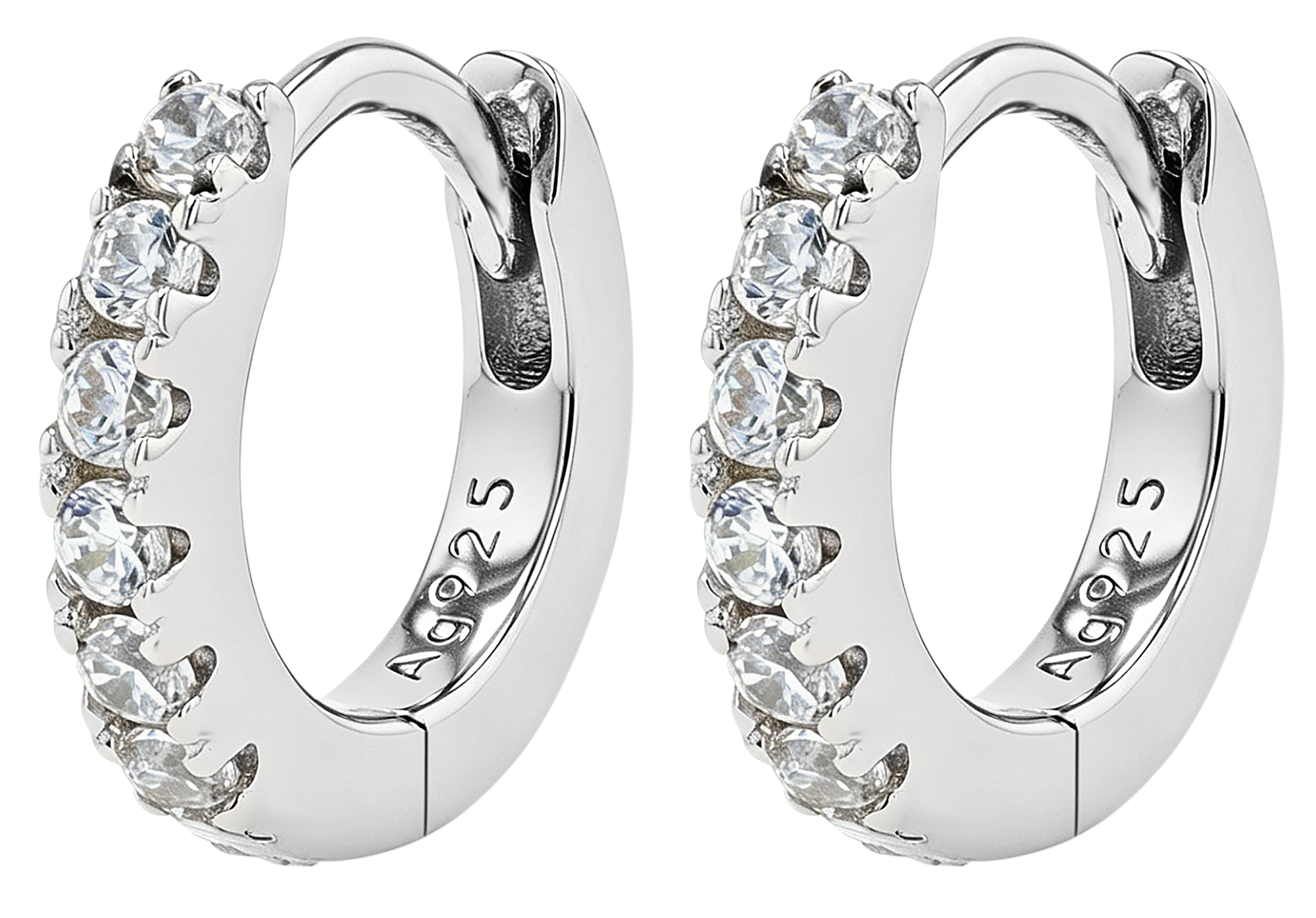 Sif Jakobs Jewellery 925/- Echt Silber Creolen "Ellera Piccolo" Ø 7 mm, Zirkonia, rhod.