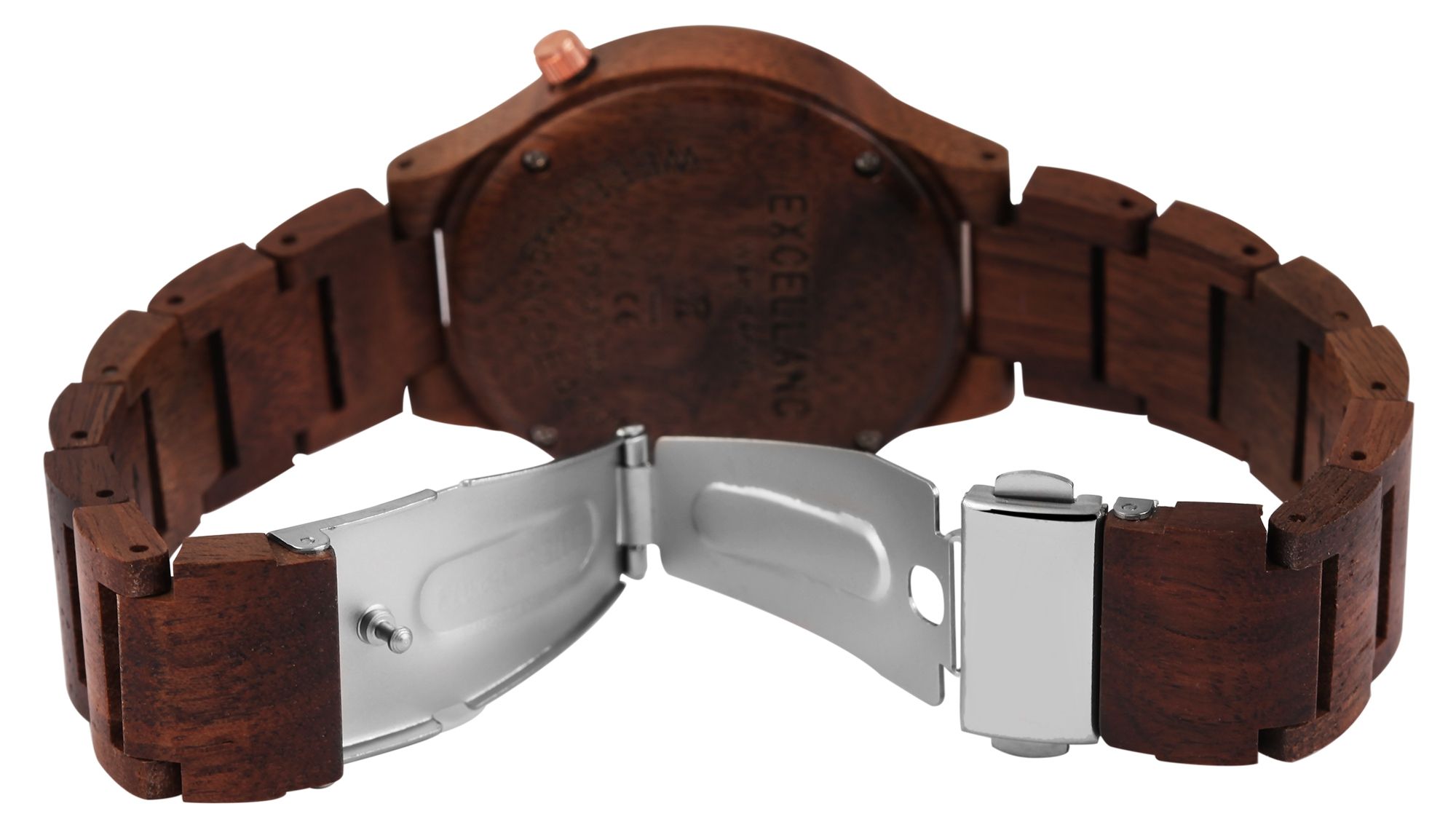 Excellanc Damen Armbanduhr aus Sandelholz mit Edelstahl Faltschließe