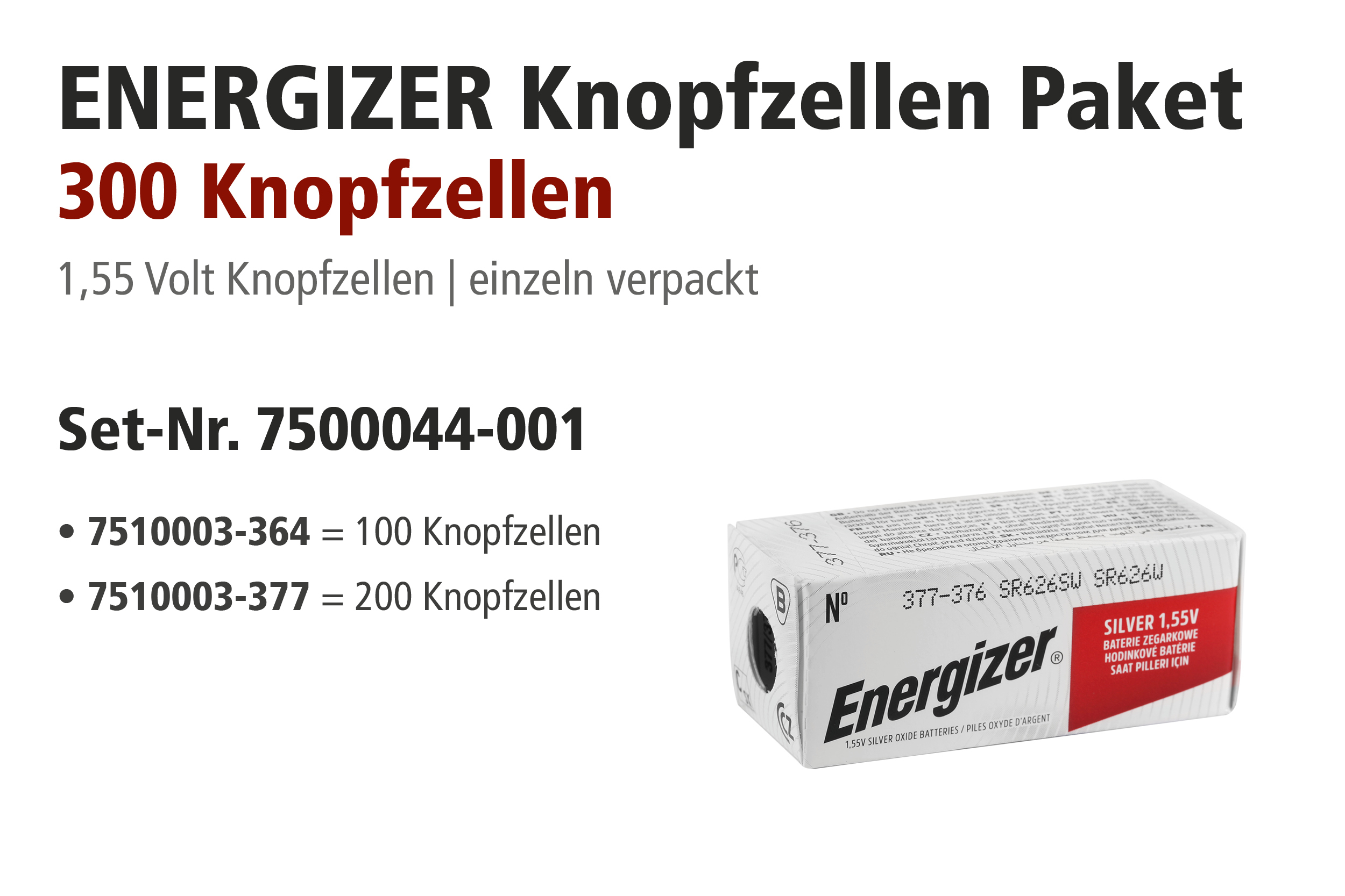 ENERGIZER Batteriepaket, 100 x 364, 200 x 377