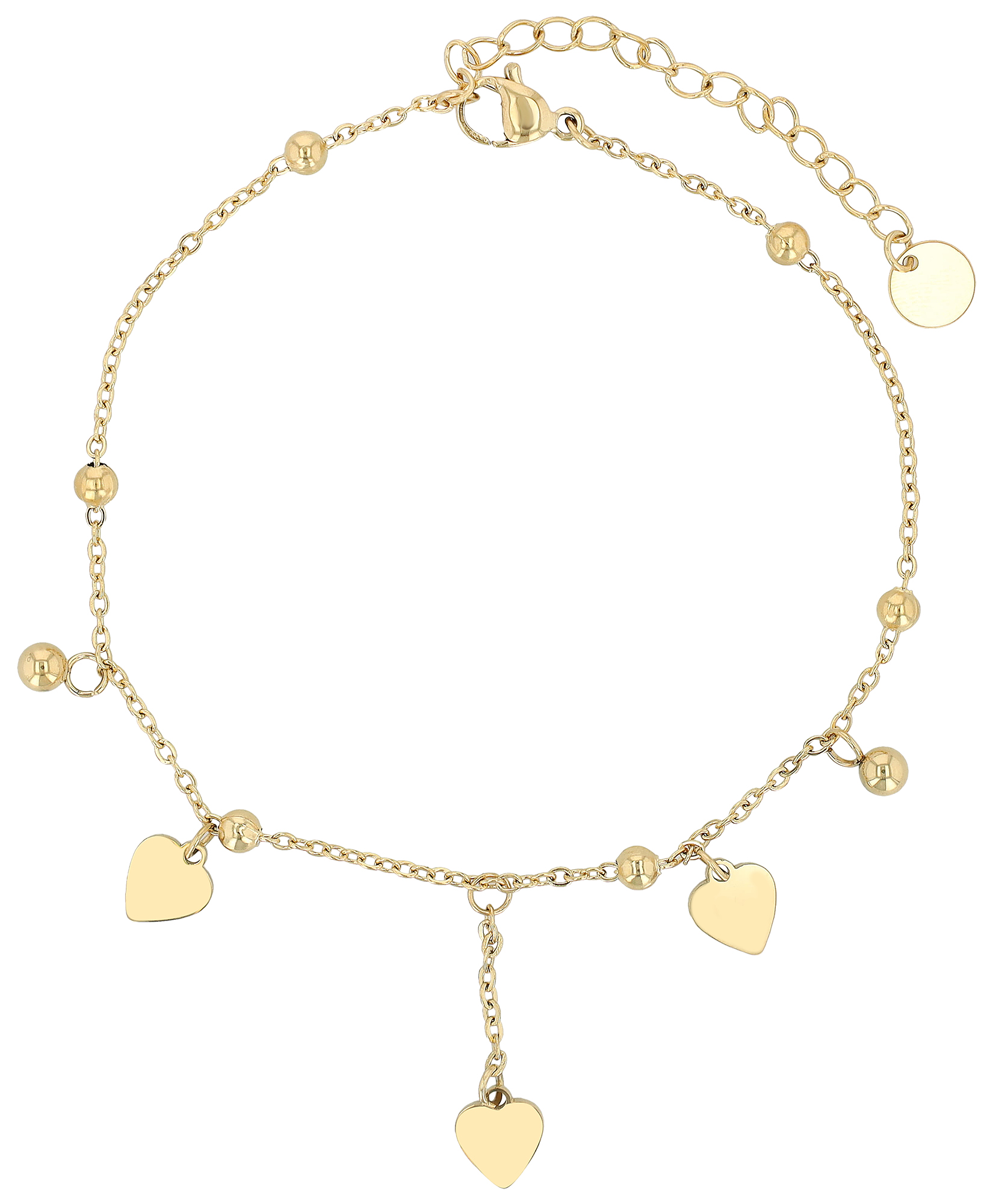 "Dafne" Fußkette mit Herzanhänger, Edelstahl, goldfarben