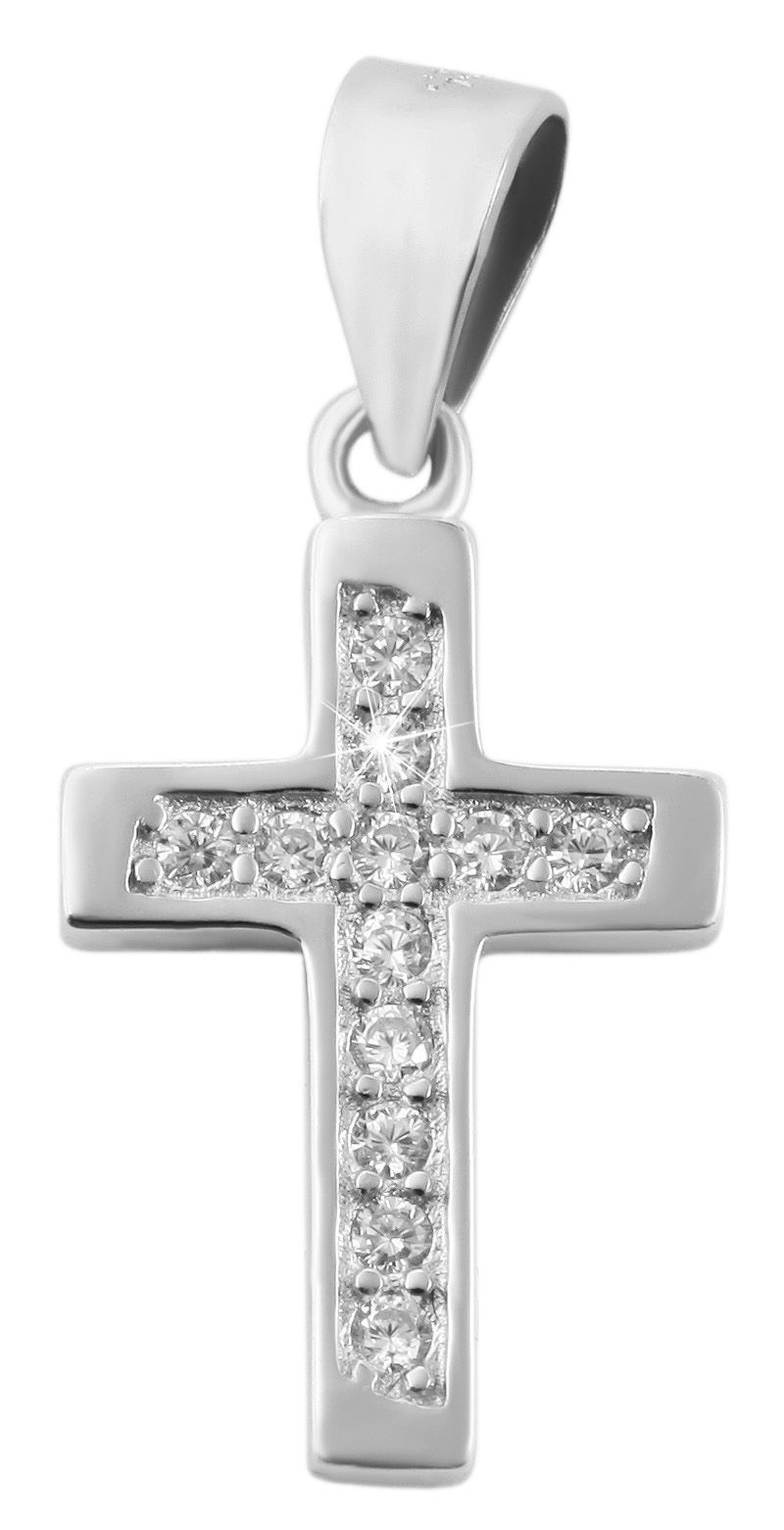 "Ritan" 925/- Echt Silber Anhänger Kreuz mit Zirkoniasteinen, 925/rhodiniert (ohne Kette)