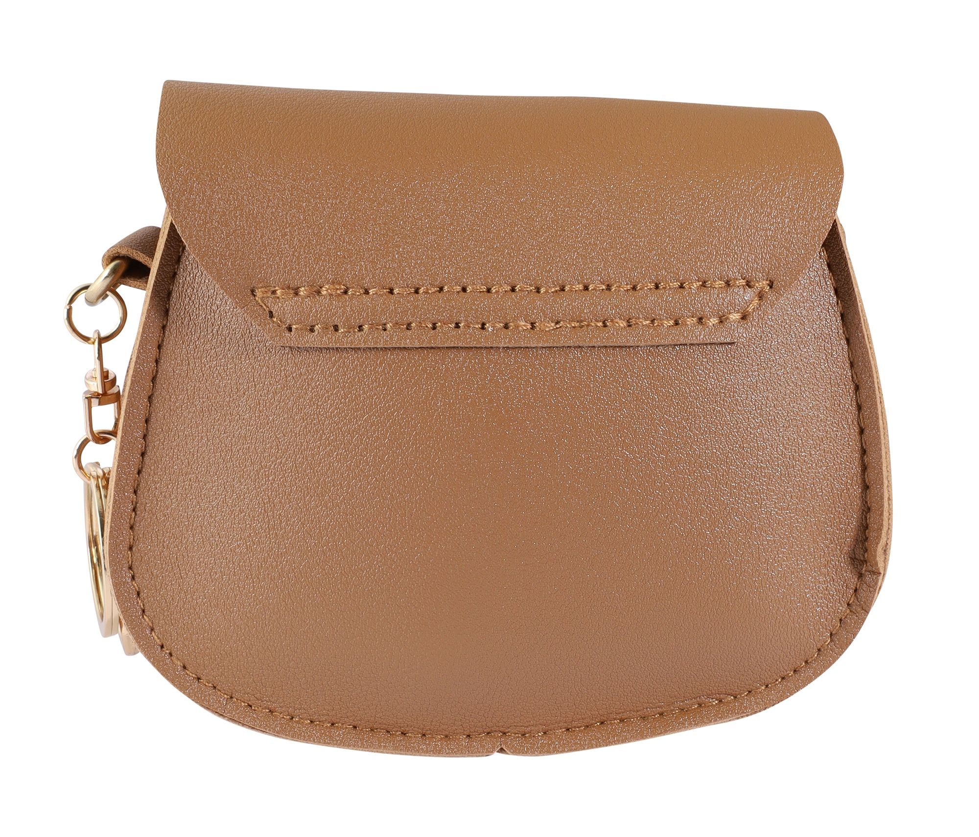 Mini-Tasche mit Karabinerhaken, Lederimitat, braun