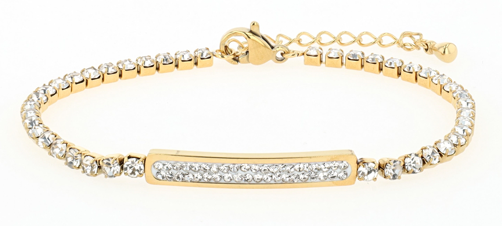 Akzent Armband aus Edelstahl, aufgereihte Similisteine, ionenplattiert