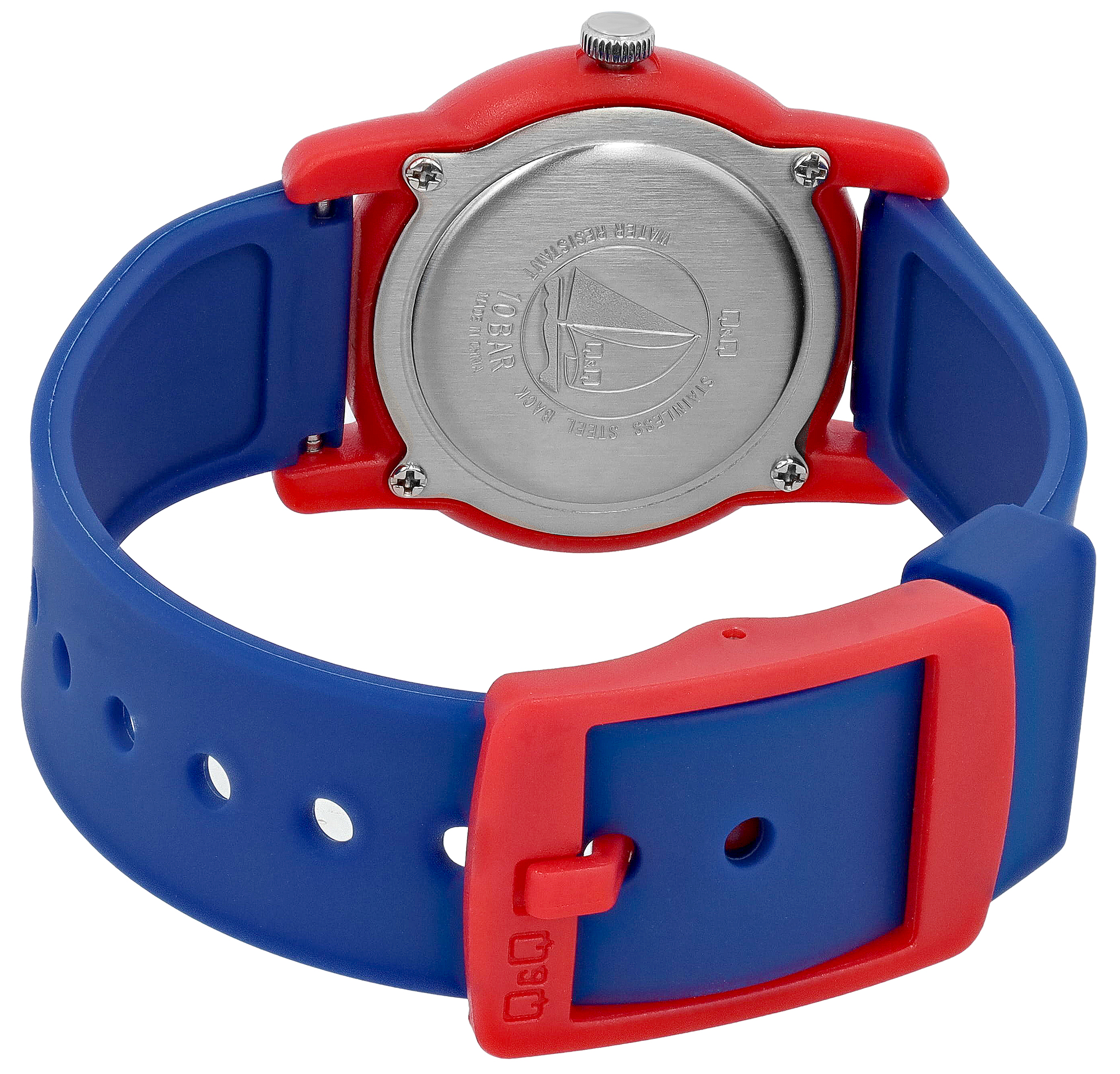 Q&Q Kinderuhr "Flugzeug", Band aus Resin, 10 ATM
