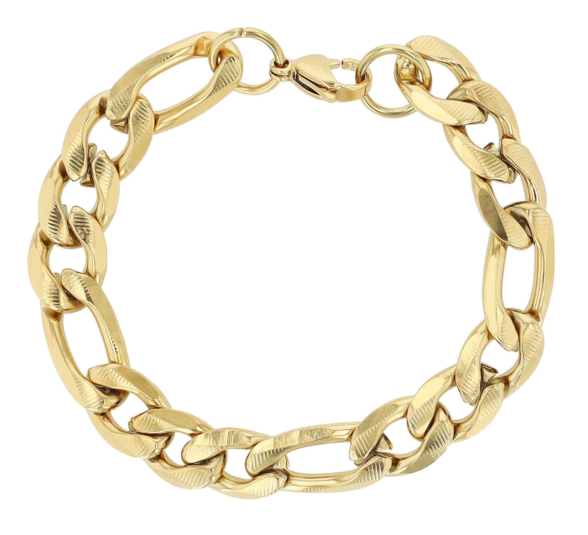 "Devin" Akzent Figaroarmband, Edelstahl, 21 cm, goldfarben