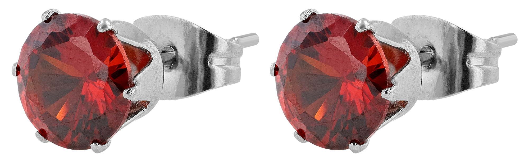 "Sultana", Akzent Edelstahl Ohrstecker, Zirkonia, rot, Ø 7 mm