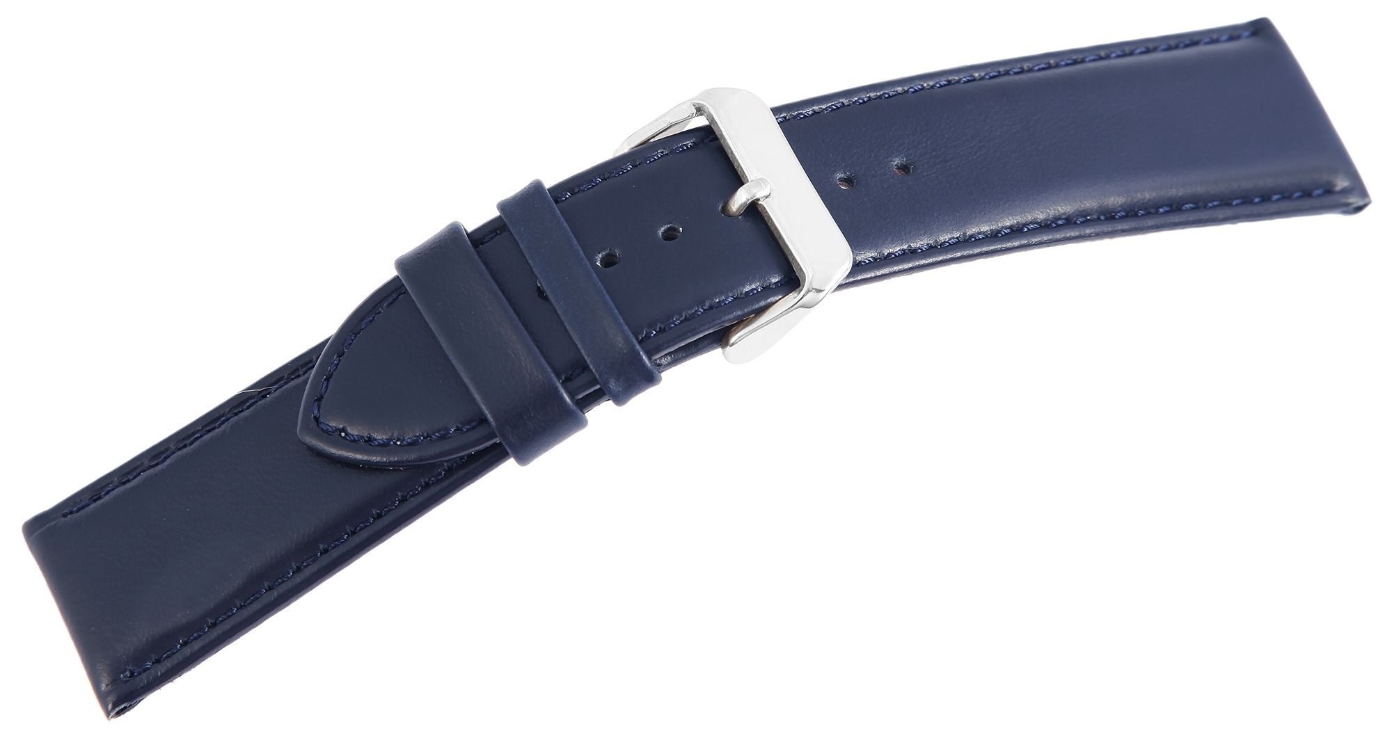 Echtleder-Uhrenarmband, gepolstert, dunkelblau, 14 mm