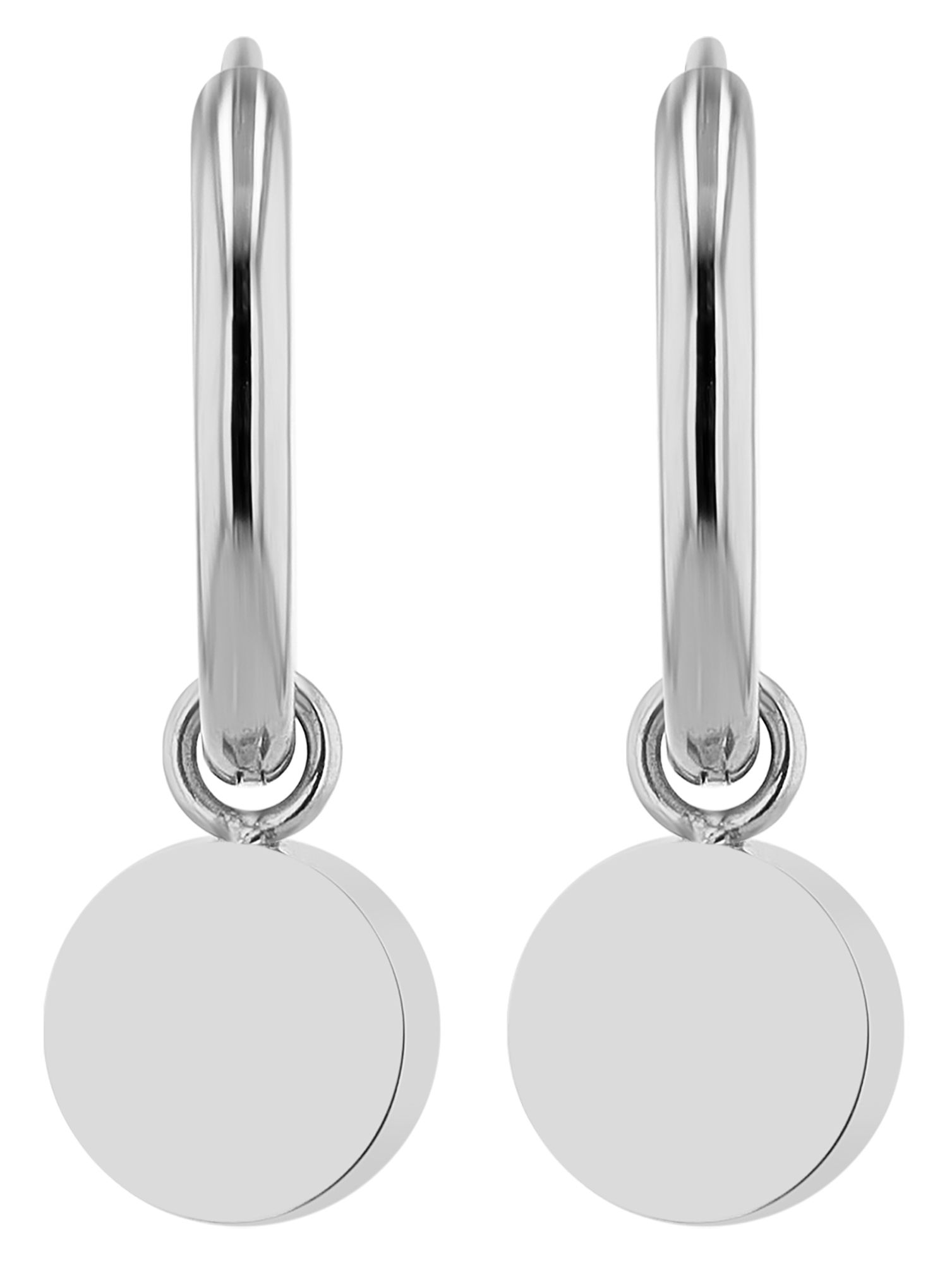 "Soile" Edelstahl Creole Ø 12 mm - runder Anhänger (abnhembar), silberfarben