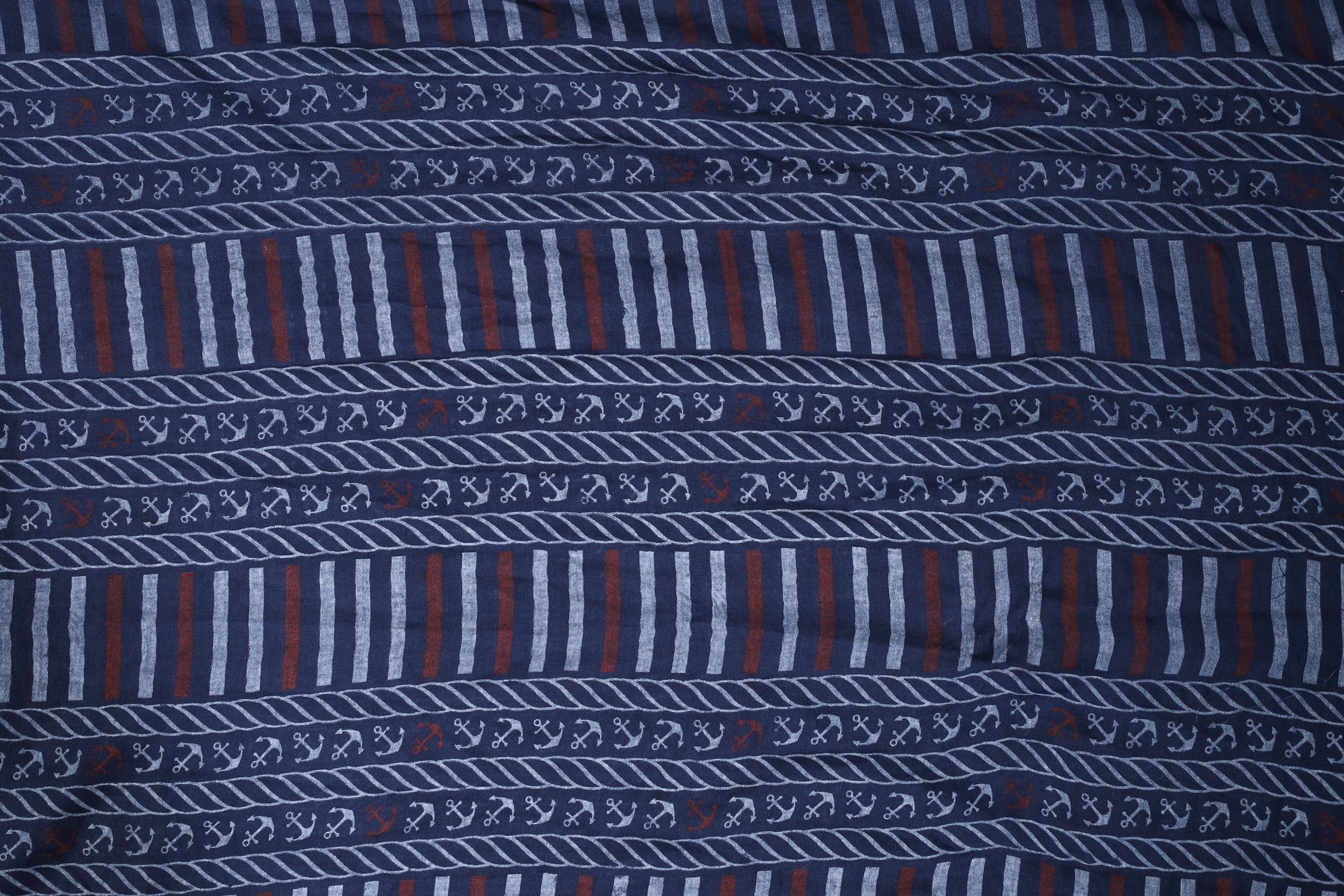 Schalpaket, 70 x 180 cm, 30% Baumwolle 70% Viskose, VE 4, blau/ rot + Anker