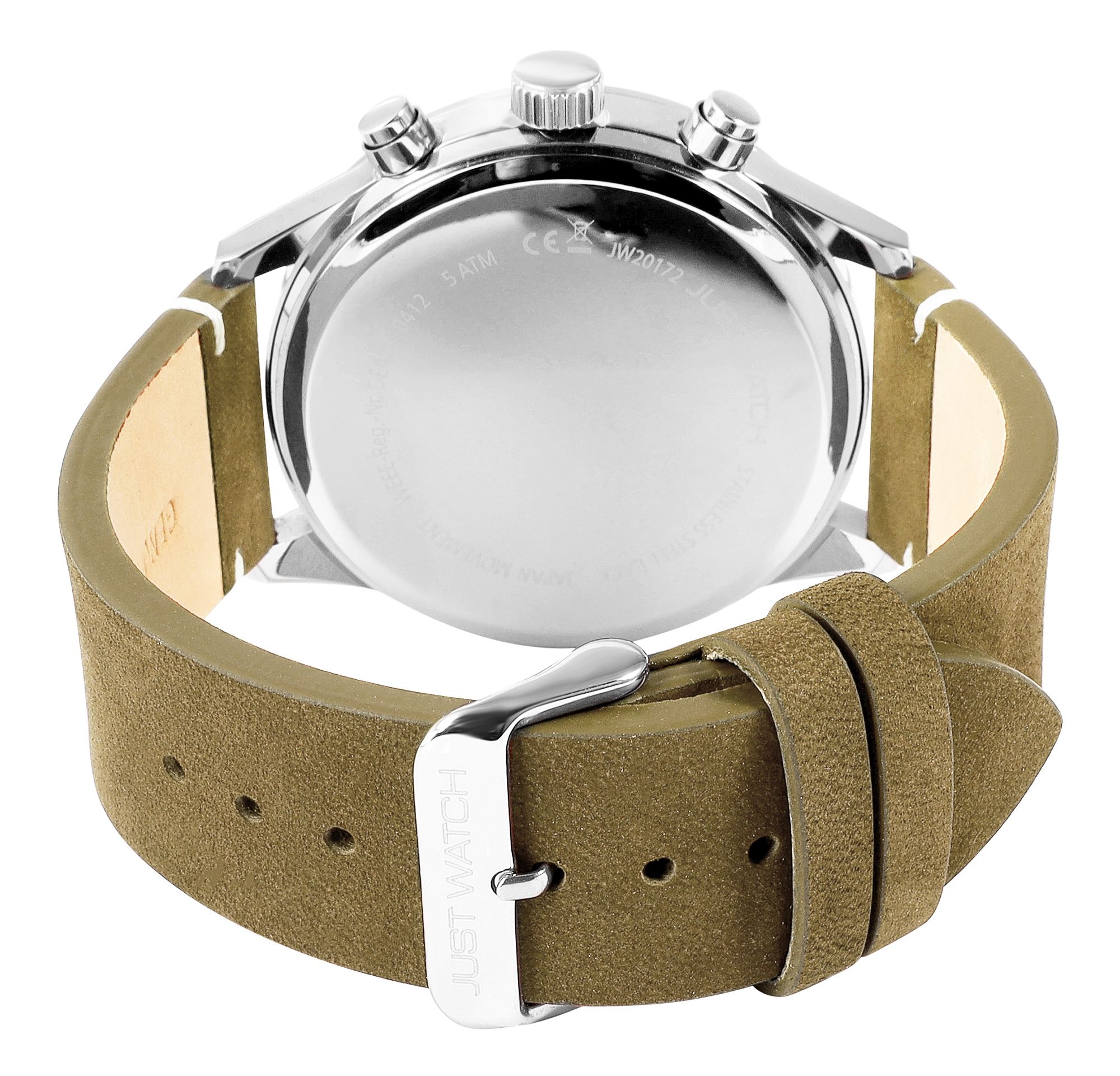 Just Watch Chronograph für Herren, Lederarmband, 5 ATM, grün