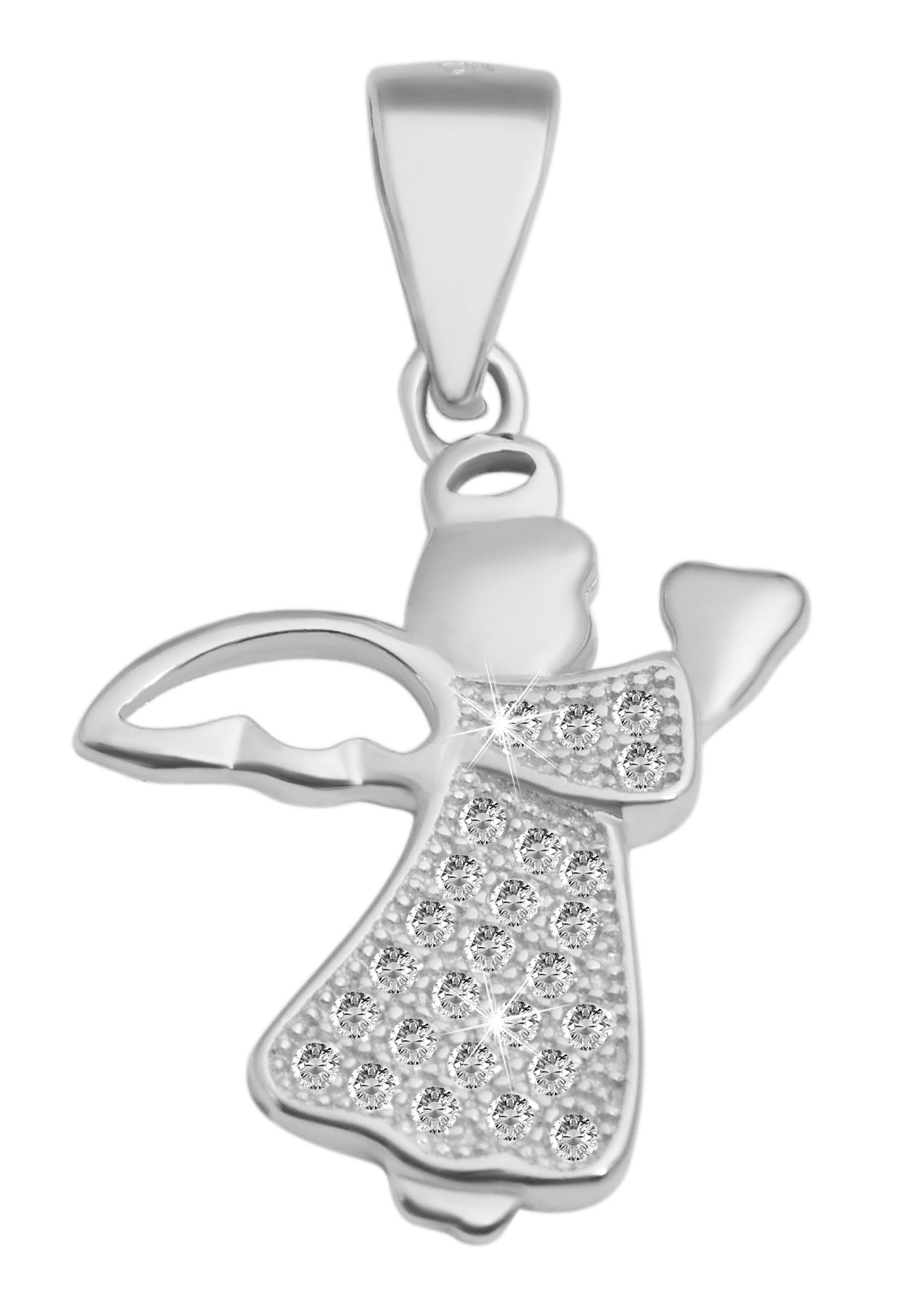 "Angelika" 925/- Echt Silber Anhänger - Engel/ Schutzengel, rhodiniert