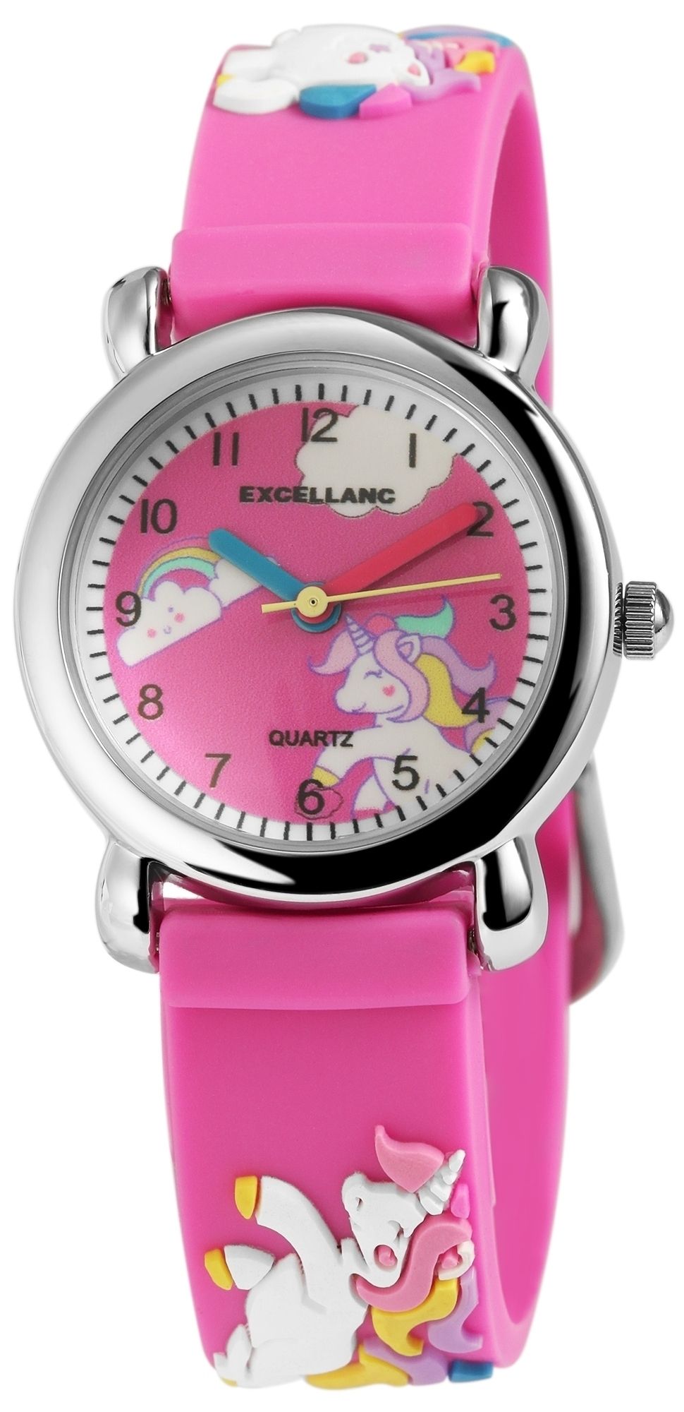 Excellanc Kinderarmbanduhr, Silikonarmband, silberfarben/pink