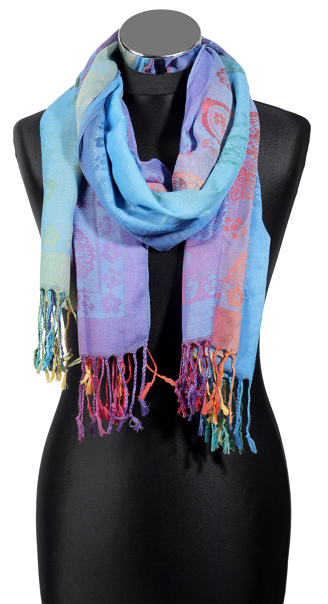 Schalpaket, 100% Polyester, VE 4, Paisley-Muster - Peacock (blau-grün)