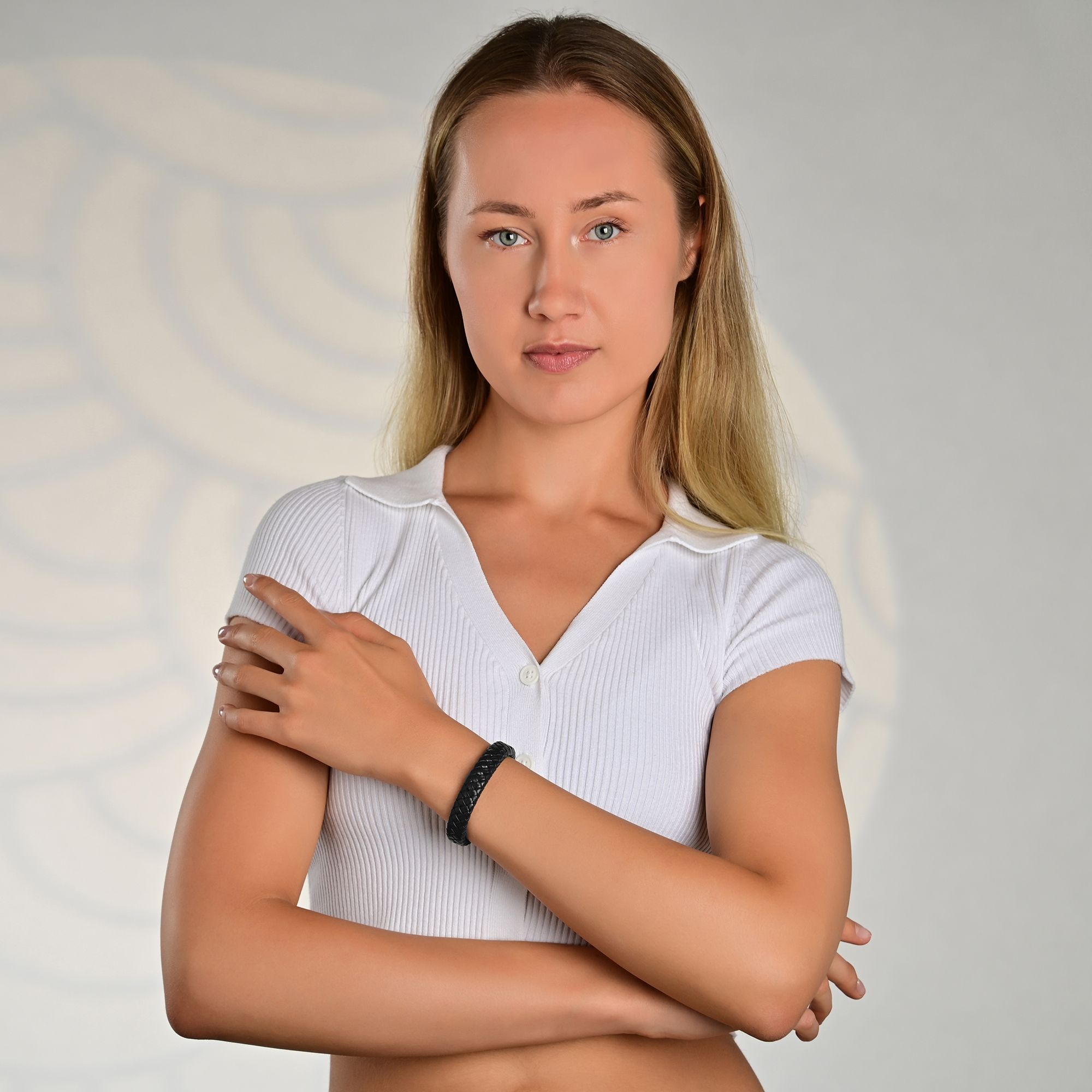 "Bendiks" Echtlederarmband mit Magnetschließe, 22 cm, schwarz
