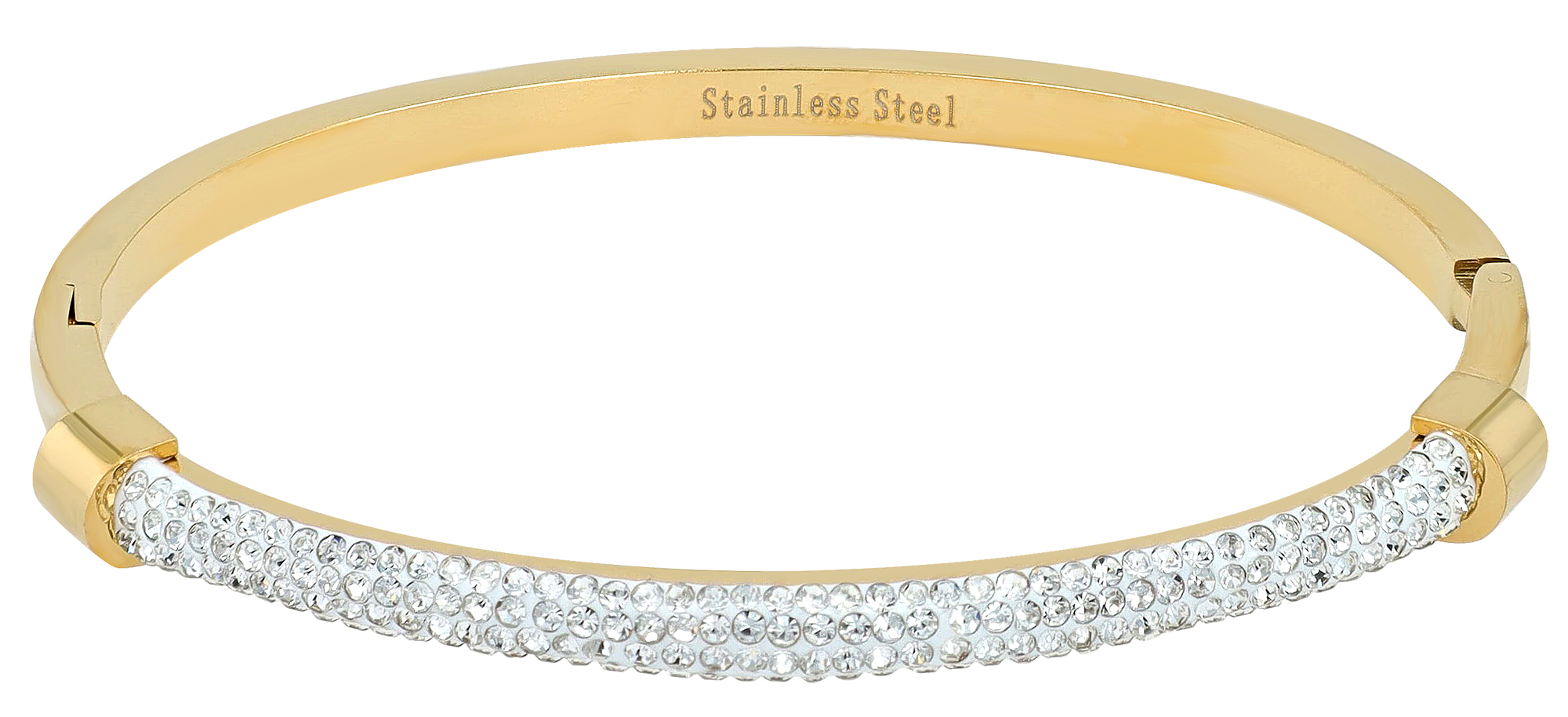 "Isalina" Edelstahl Armreifen, Similibesatz, goldfarben
