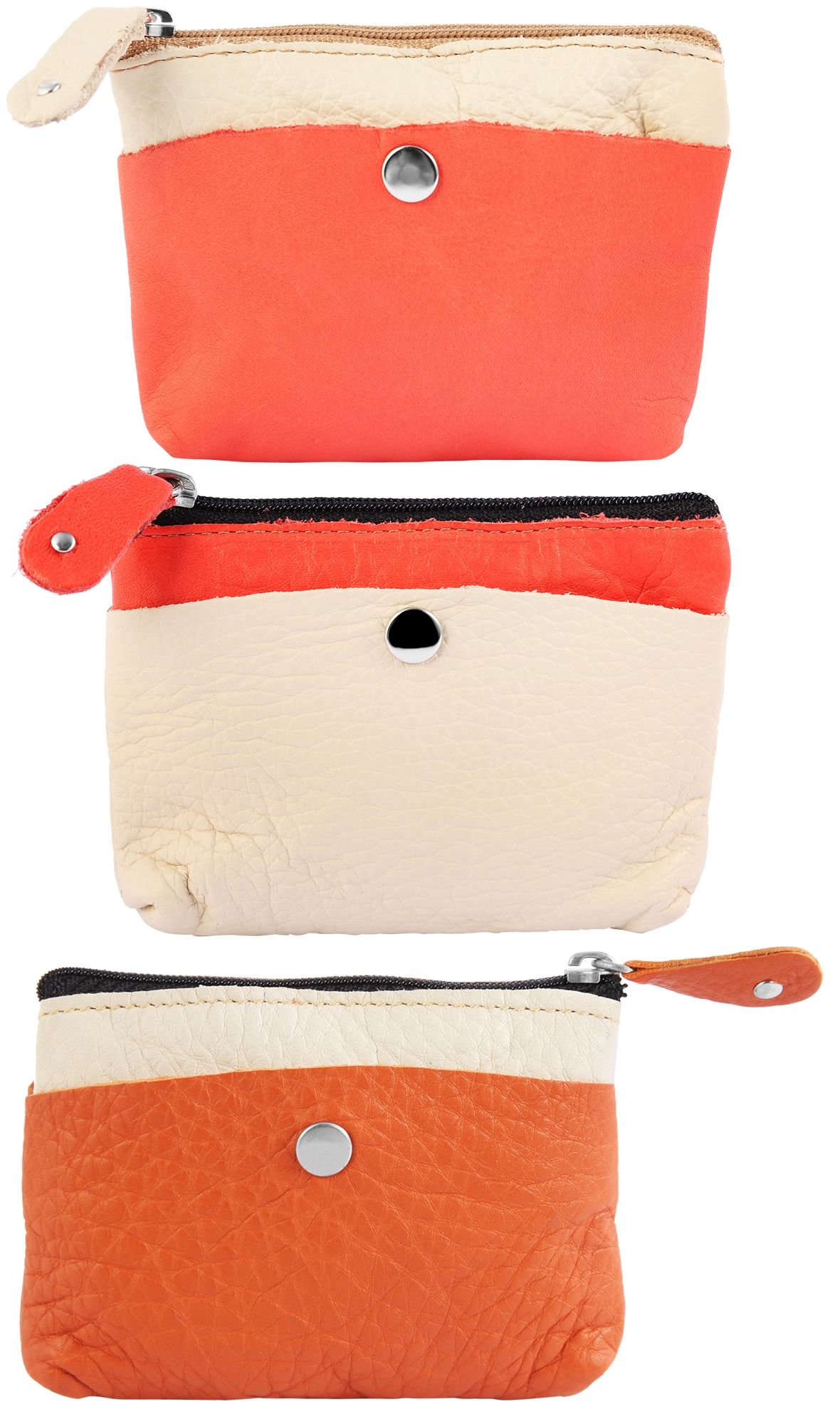 Excellanc Schlüsselbeutel aus Echtleder, beige/orange